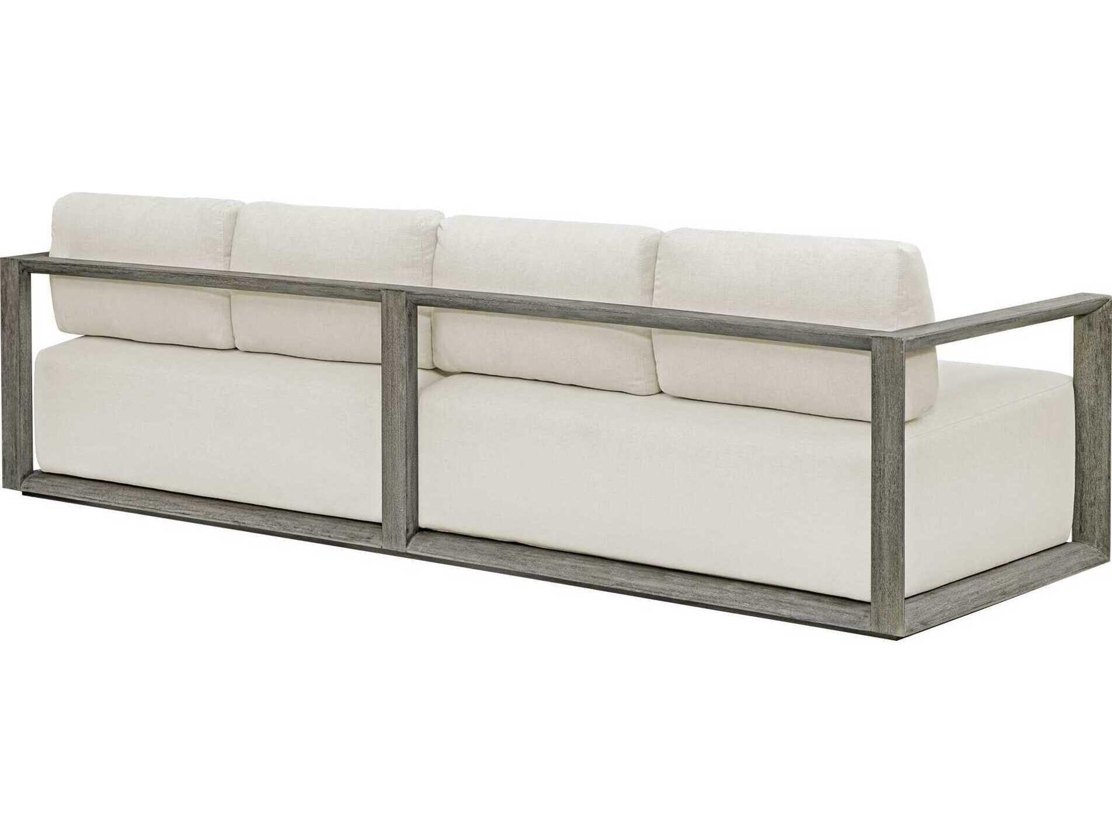 Uttermost Outdoor Remsen Weathered Gray Oyster White Wood Cushion Sofa