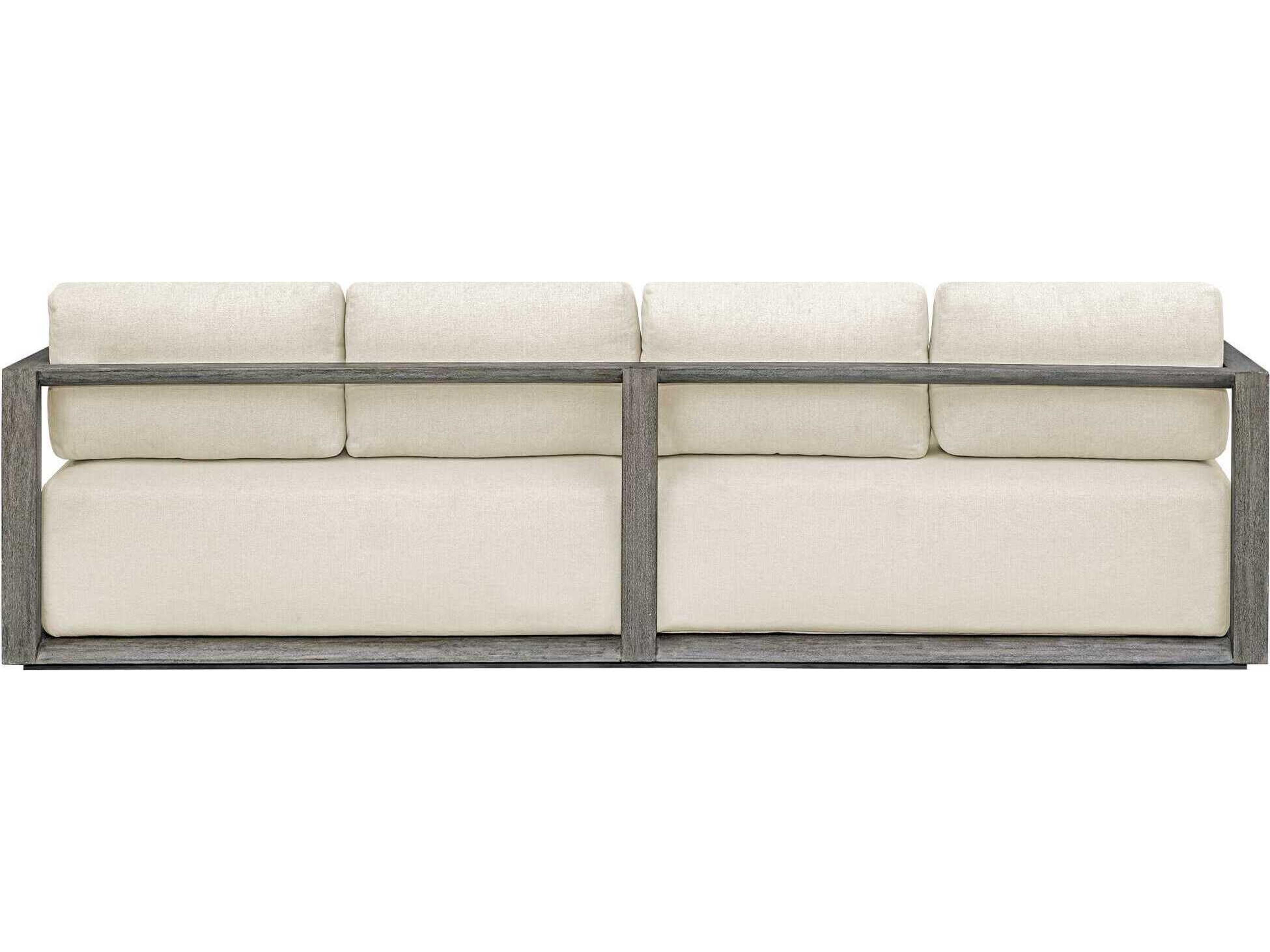 Uttermost Outdoor Remsen Weathered Gray Oyster White Wood Cushion Sofa