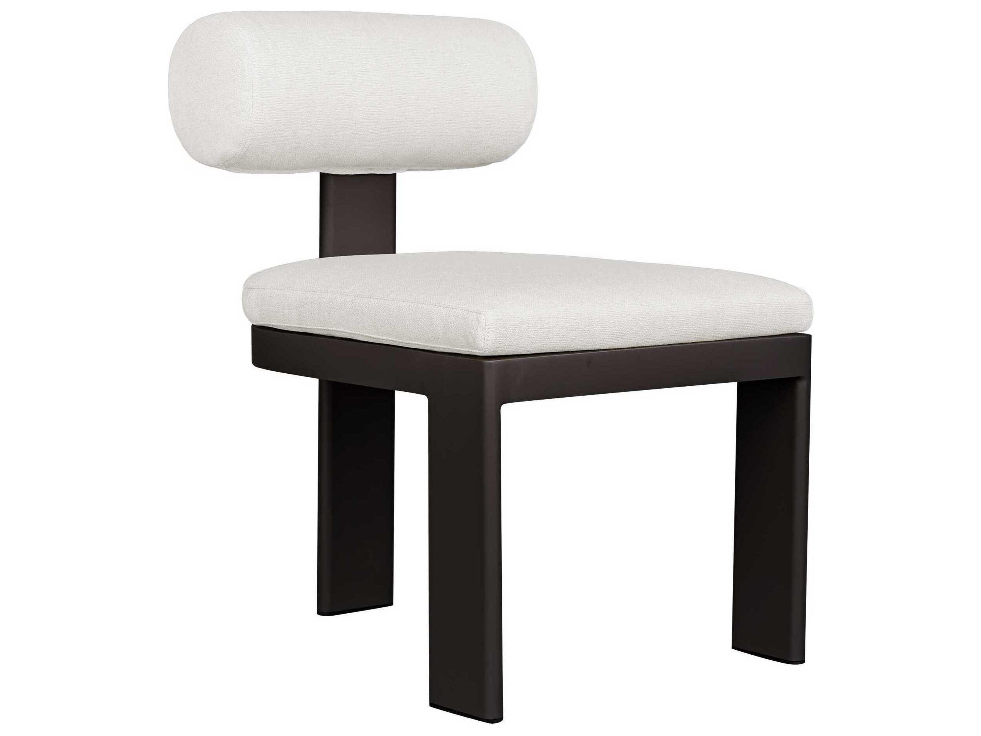 Bolster Back Java Black Oyster White Aluminum Cushion Dining Chair