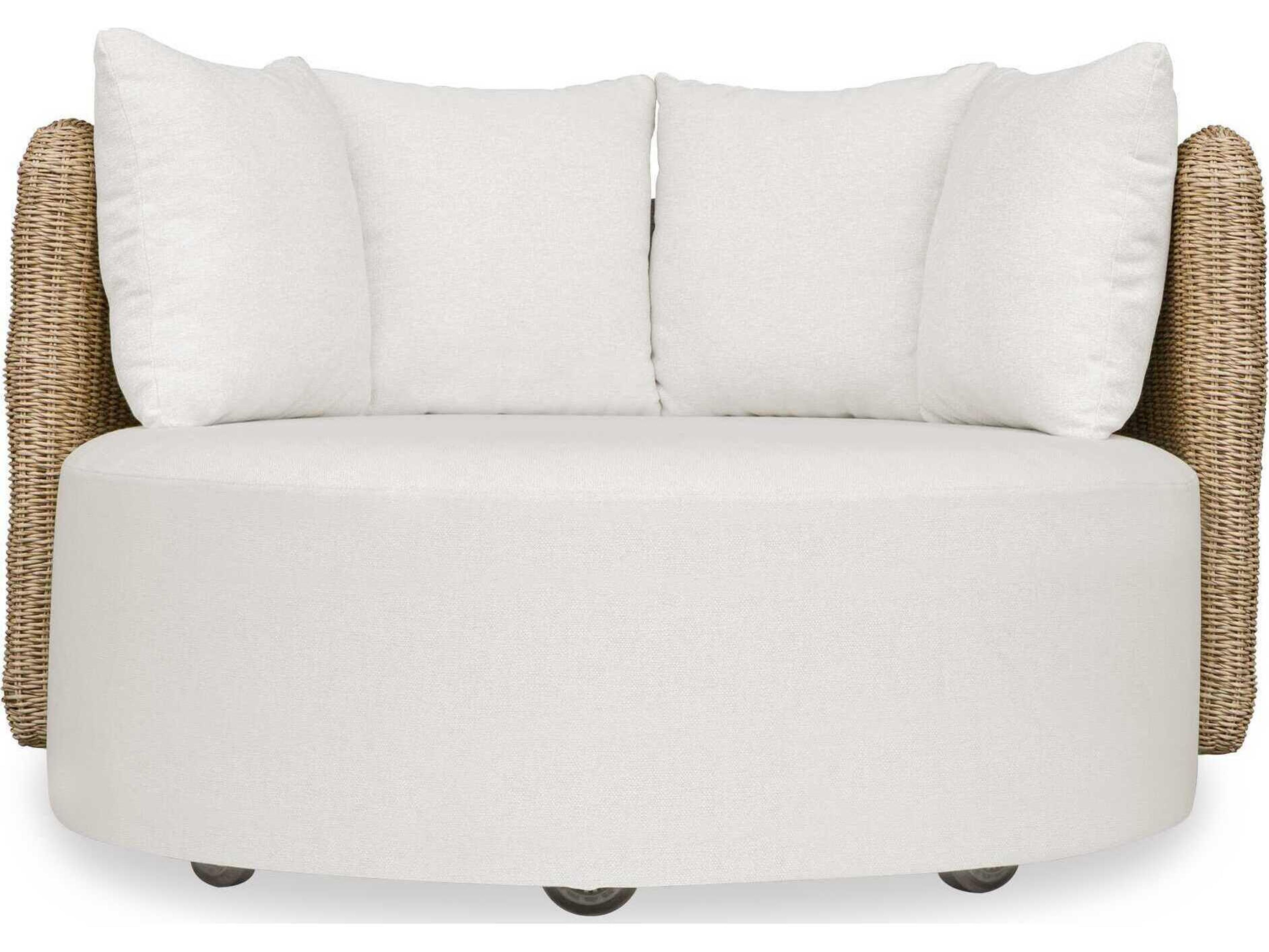 Uttermost Outdoor Sunset Light Gray Oyster White Wicker Cushion Lounge Bed