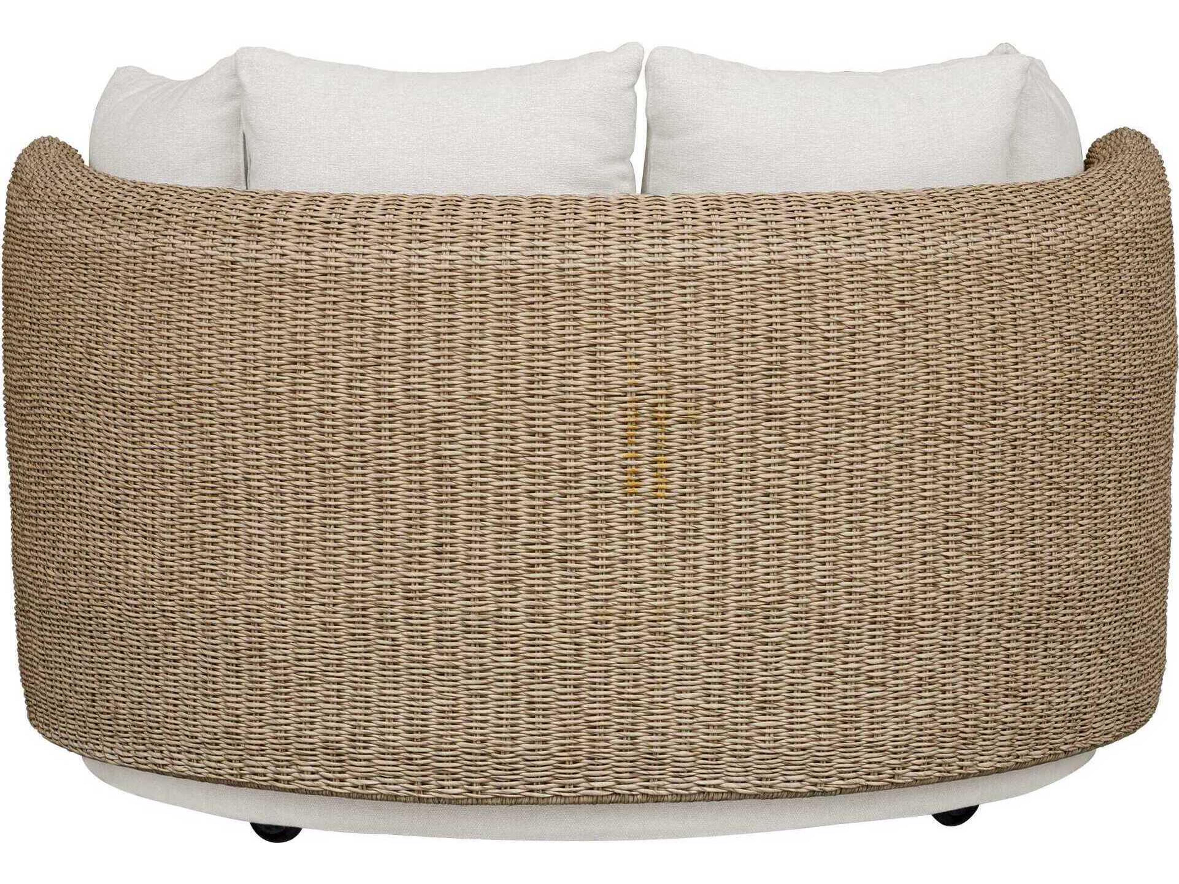 Uttermost Outdoor Sunset Light Gray Oyster White Wicker Cushion Lounge Bed