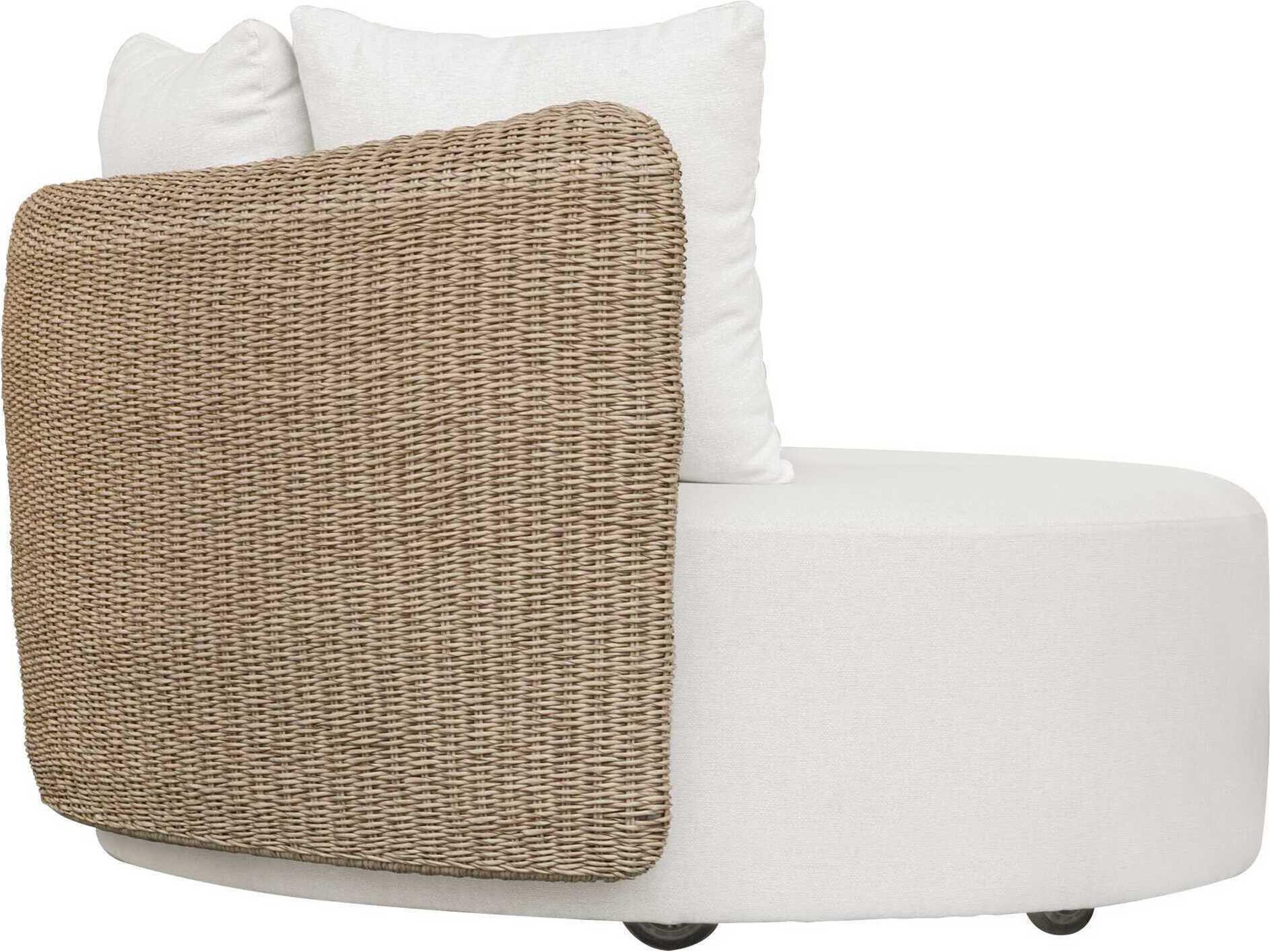 Uttermost Outdoor Sunset Light Gray Oyster White Wicker Cushion Lounge Bed