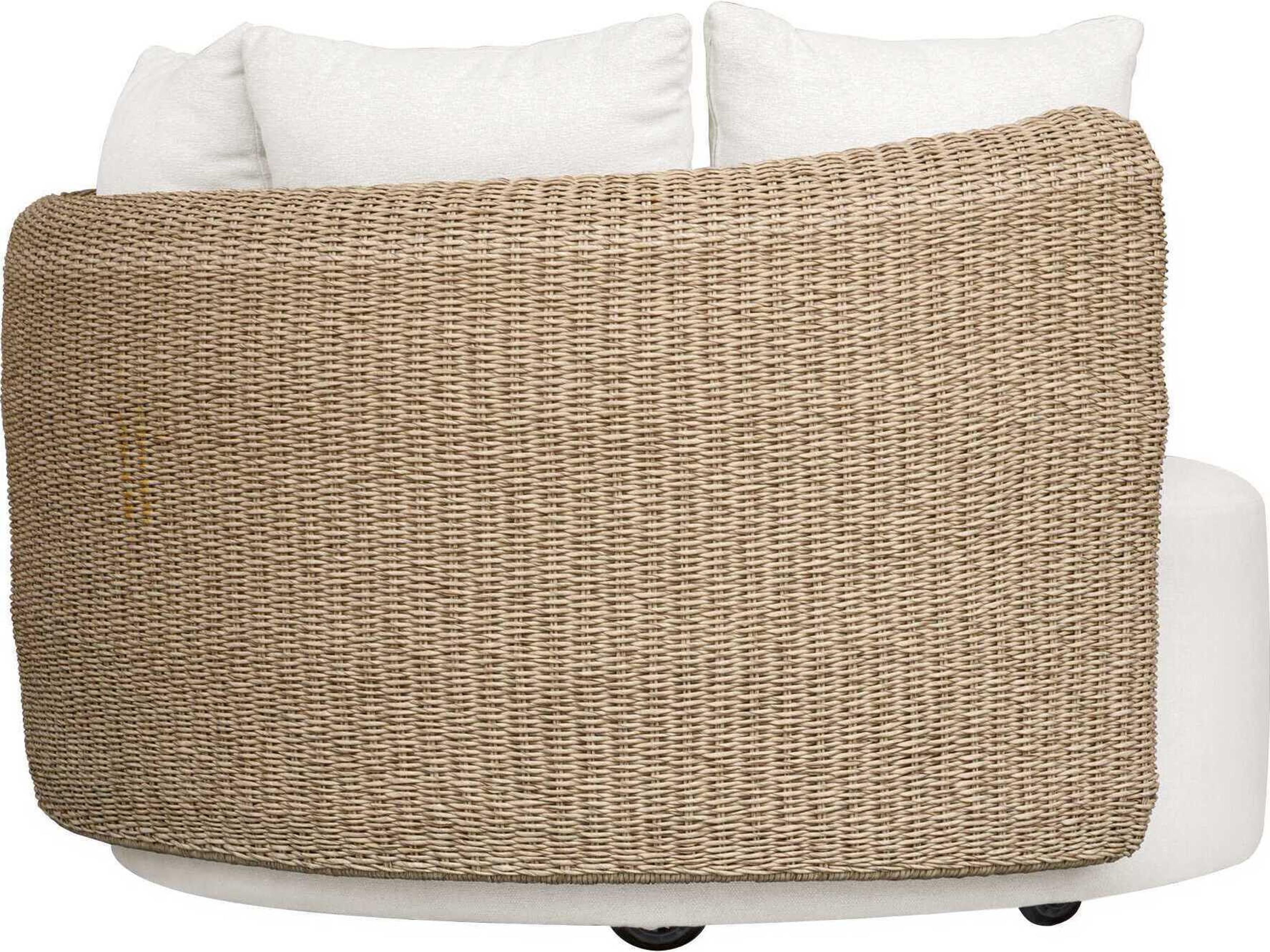 Uttermost Outdoor Sunset Light Gray Oyster White Wicker Cushion Lounge Bed