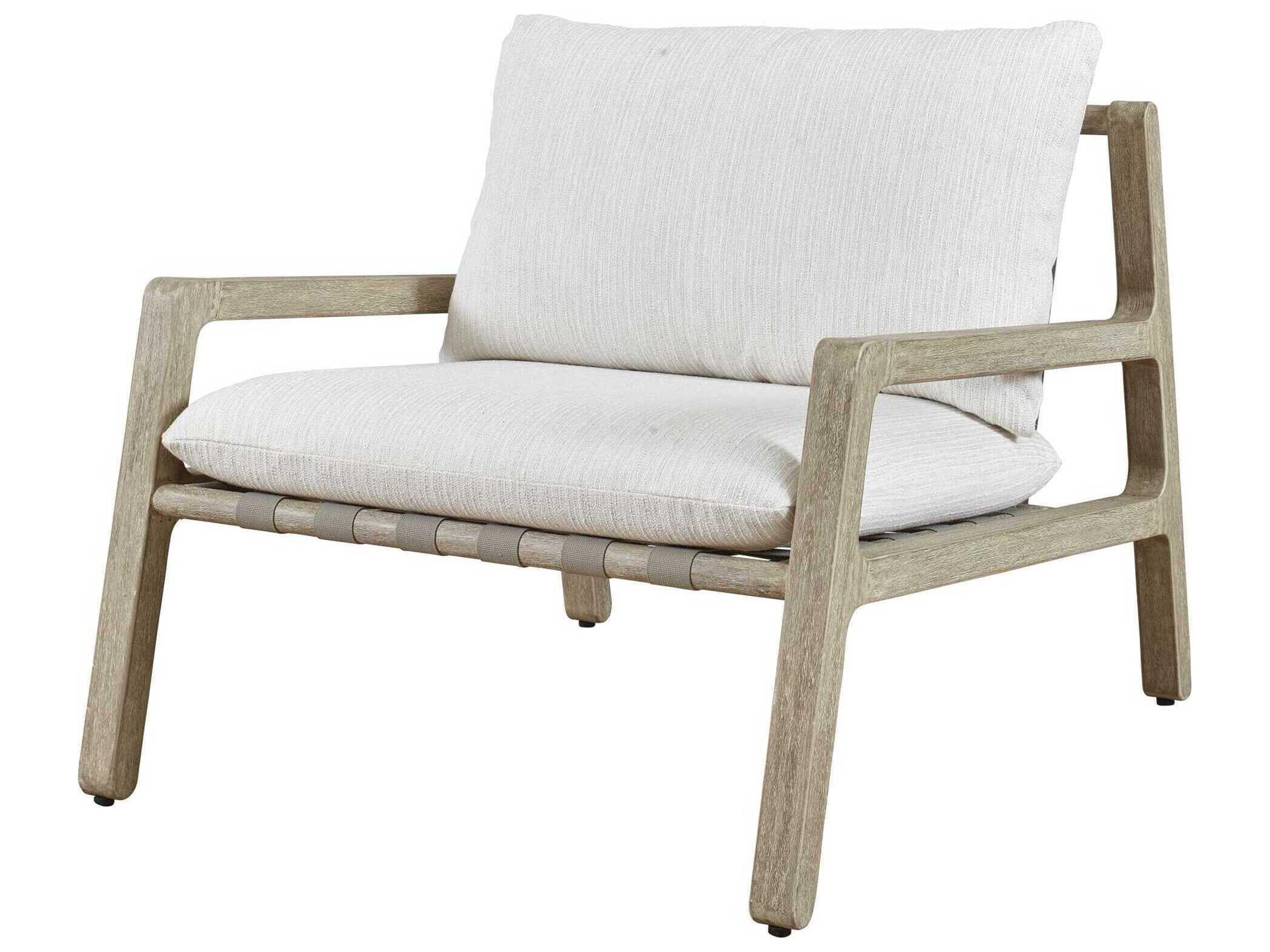 Strapped Gray Wood Cushion Lounge Chair