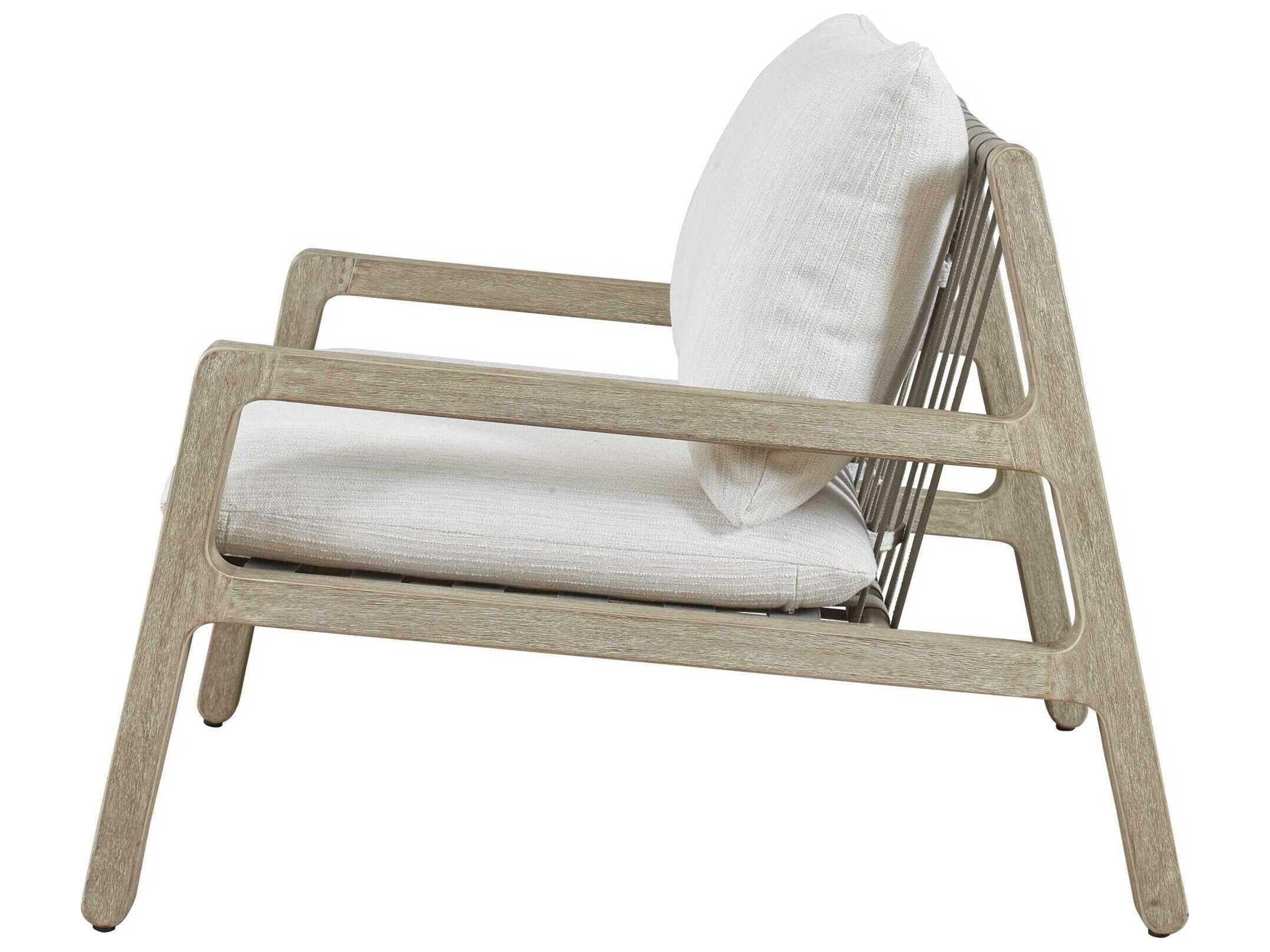 Uttermost Outdoor Strapped Gray Wood Cushion Lounge Chair