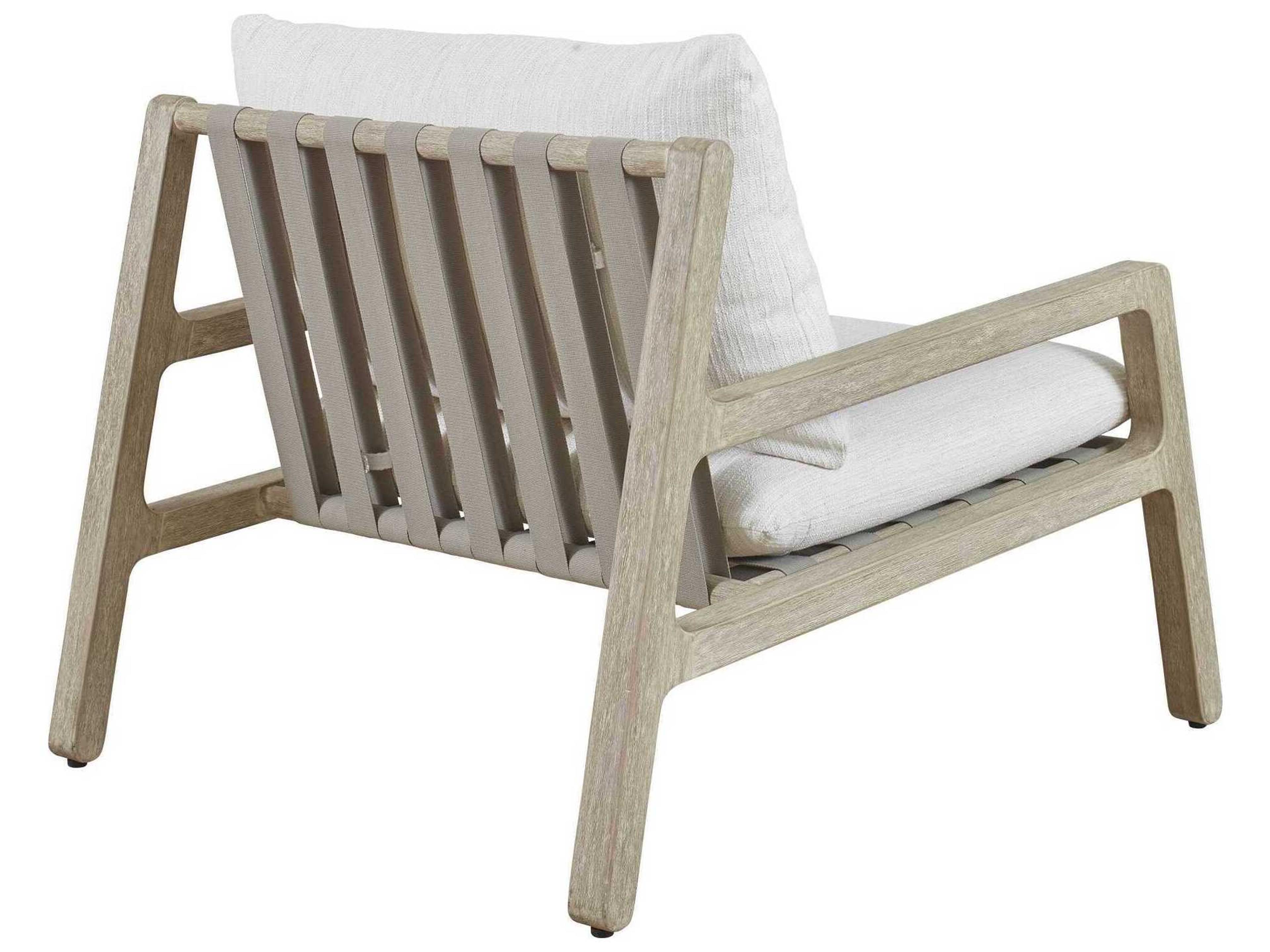 Uttermost Outdoor Strapped Gray Wood Cushion Lounge Chair