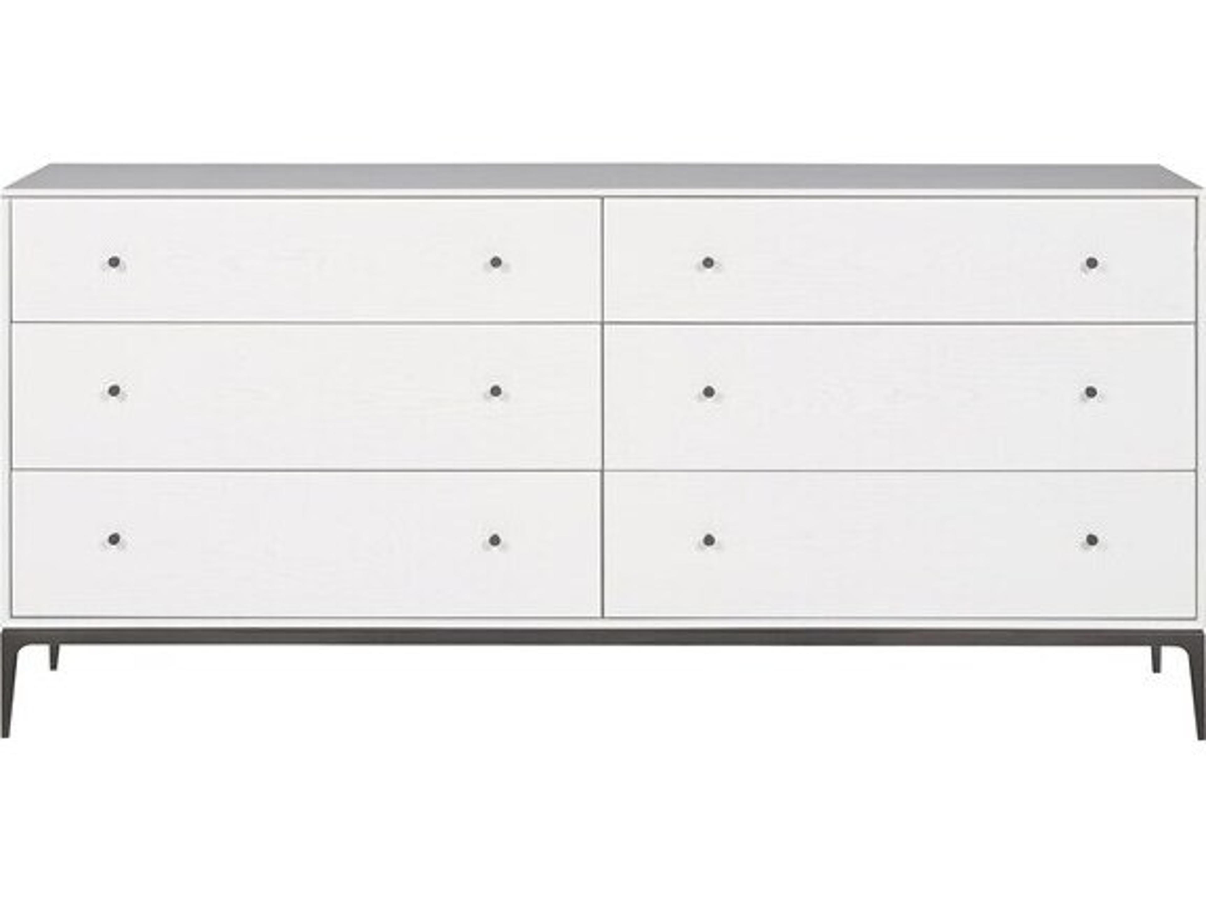 Essence 6-Drawers White Oak Wood Double Dresser