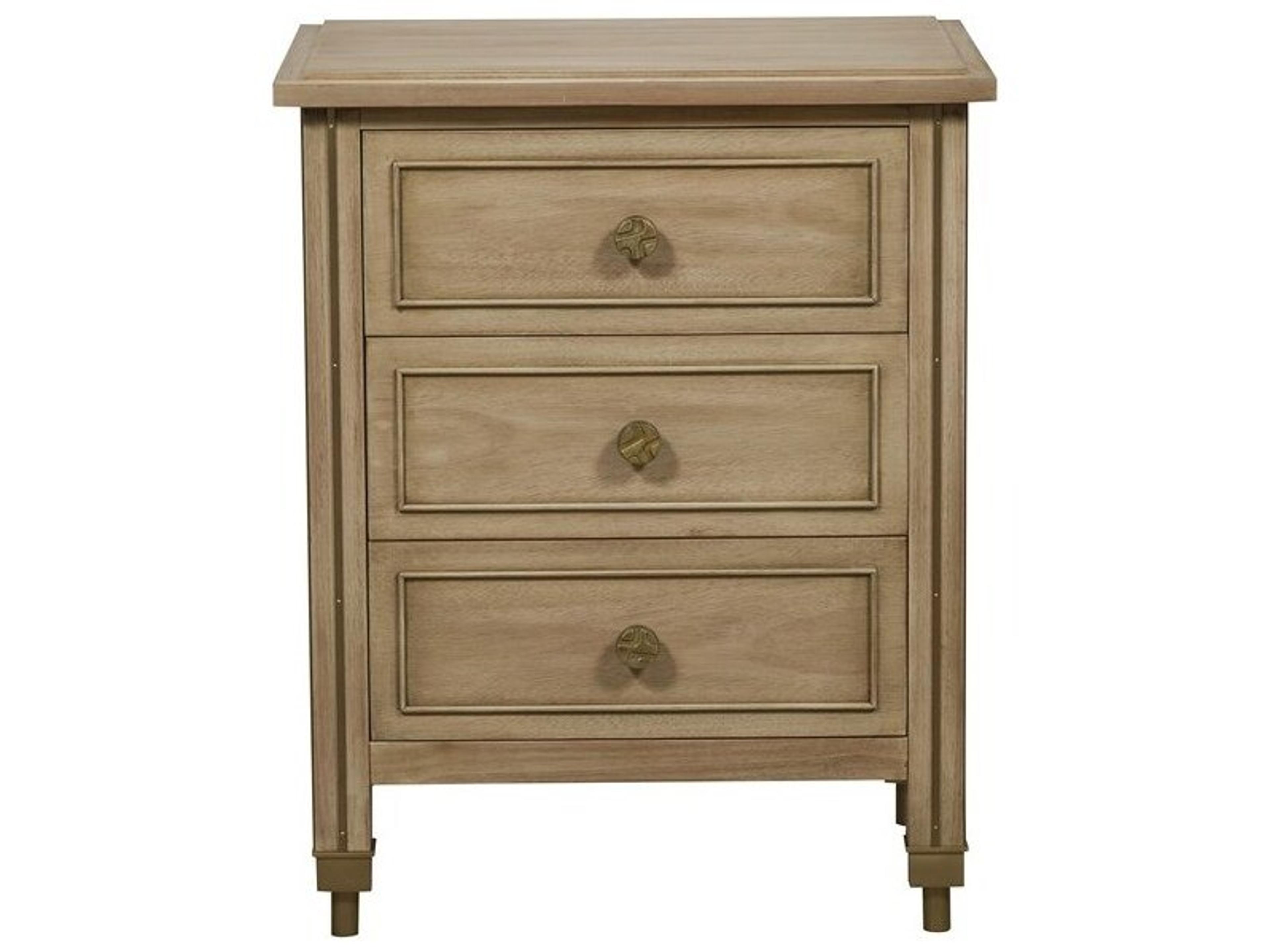 Reflection 3-Drawers Natural Solid Wood Nightstand