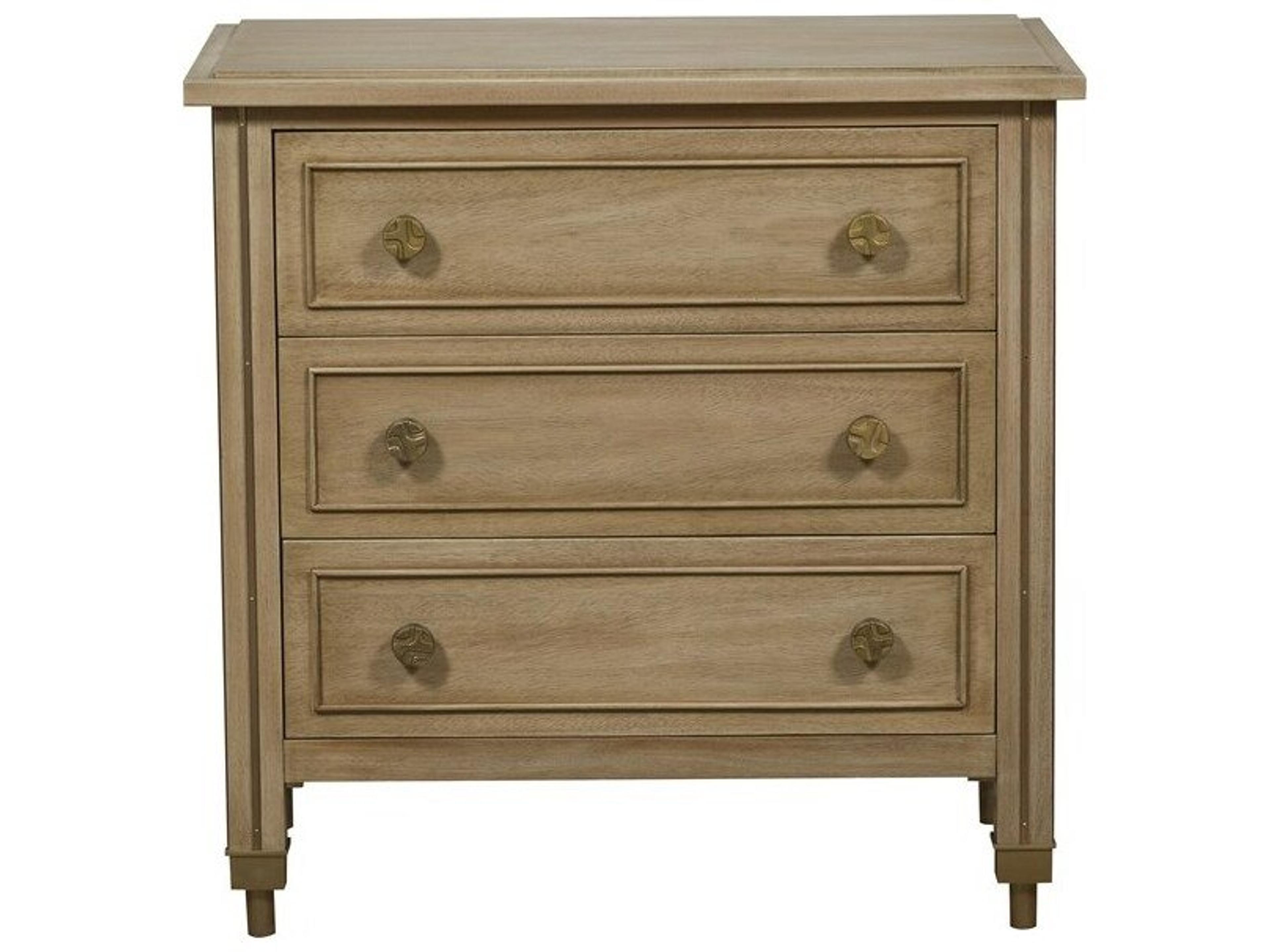 Reflection 3-Drawers Natural Solid Wood Nightstand