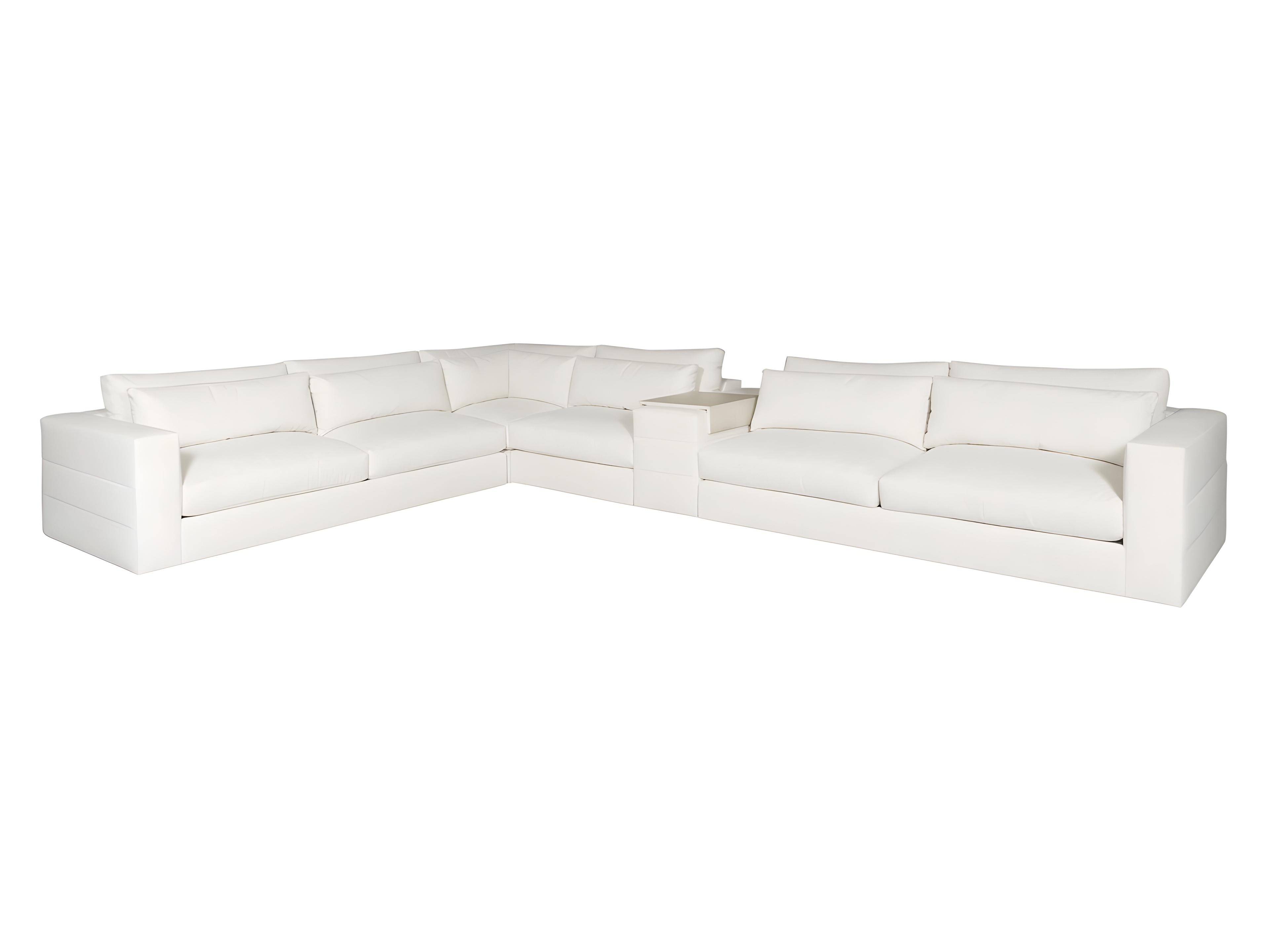 Ease White Upholstered Sectional Sofa
