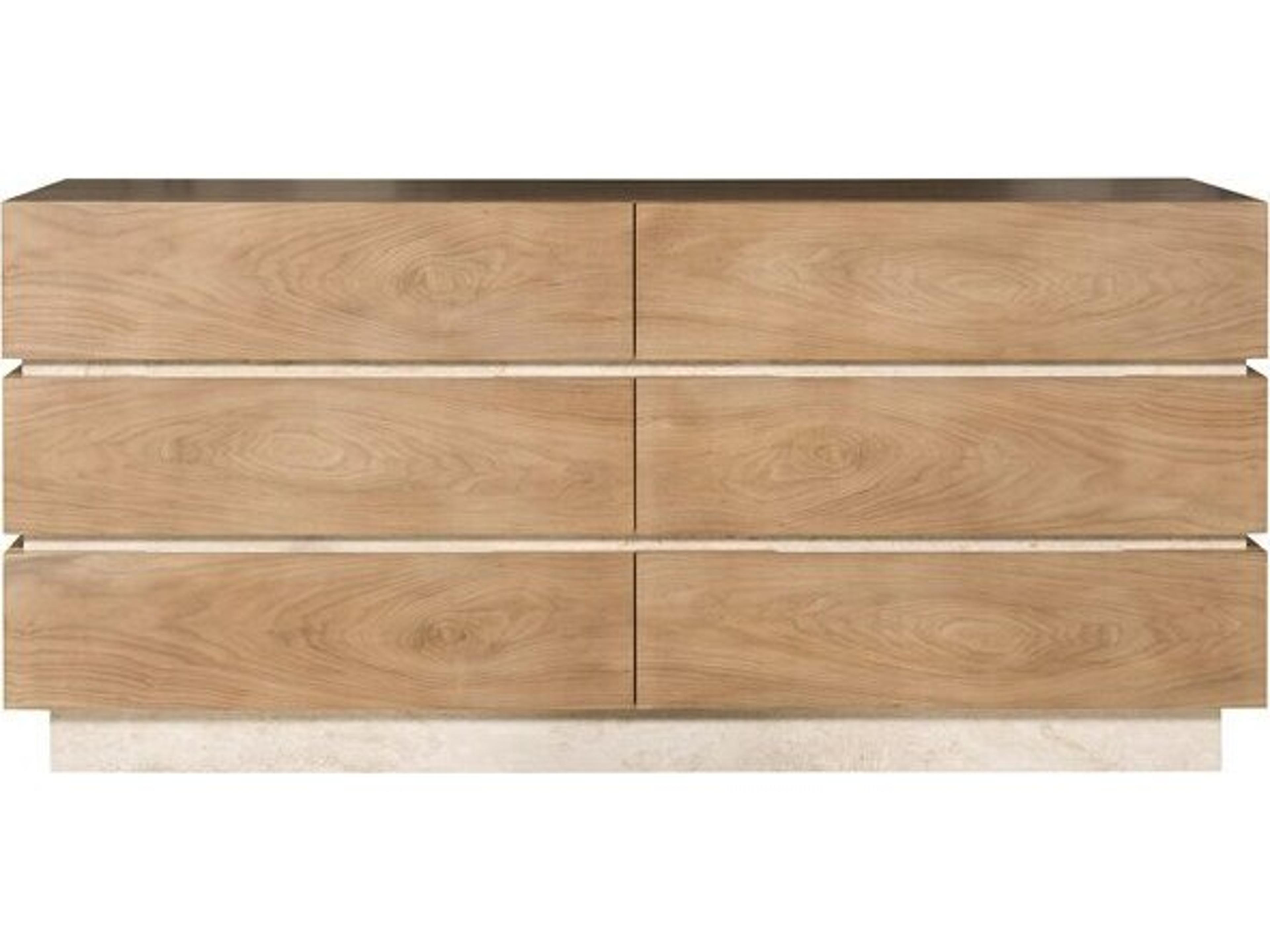 Edge 6-Drawers Natural Walnut Wood Double Dresser
