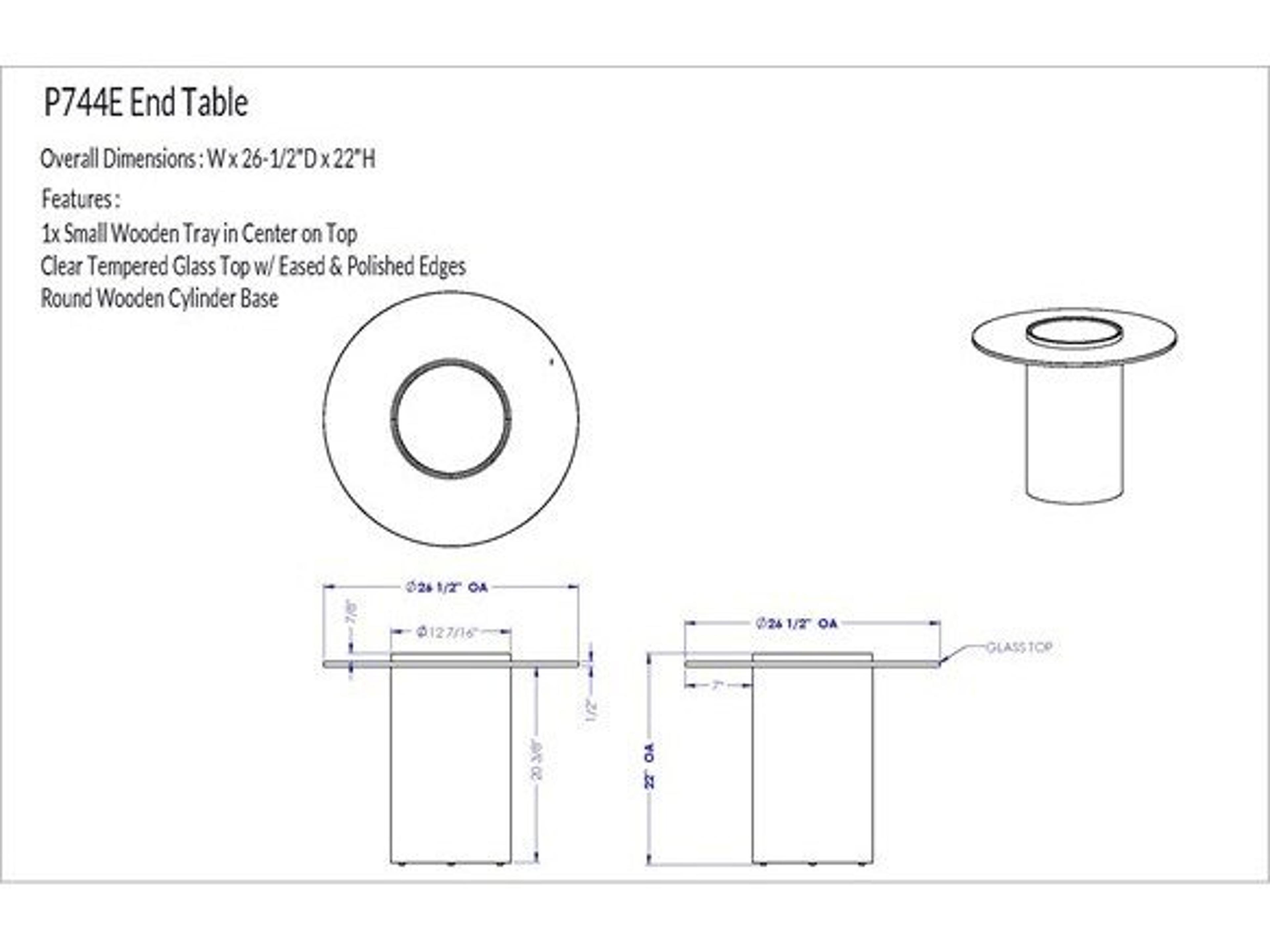 Vanguard Furniture Brixley Round Glass End Table
