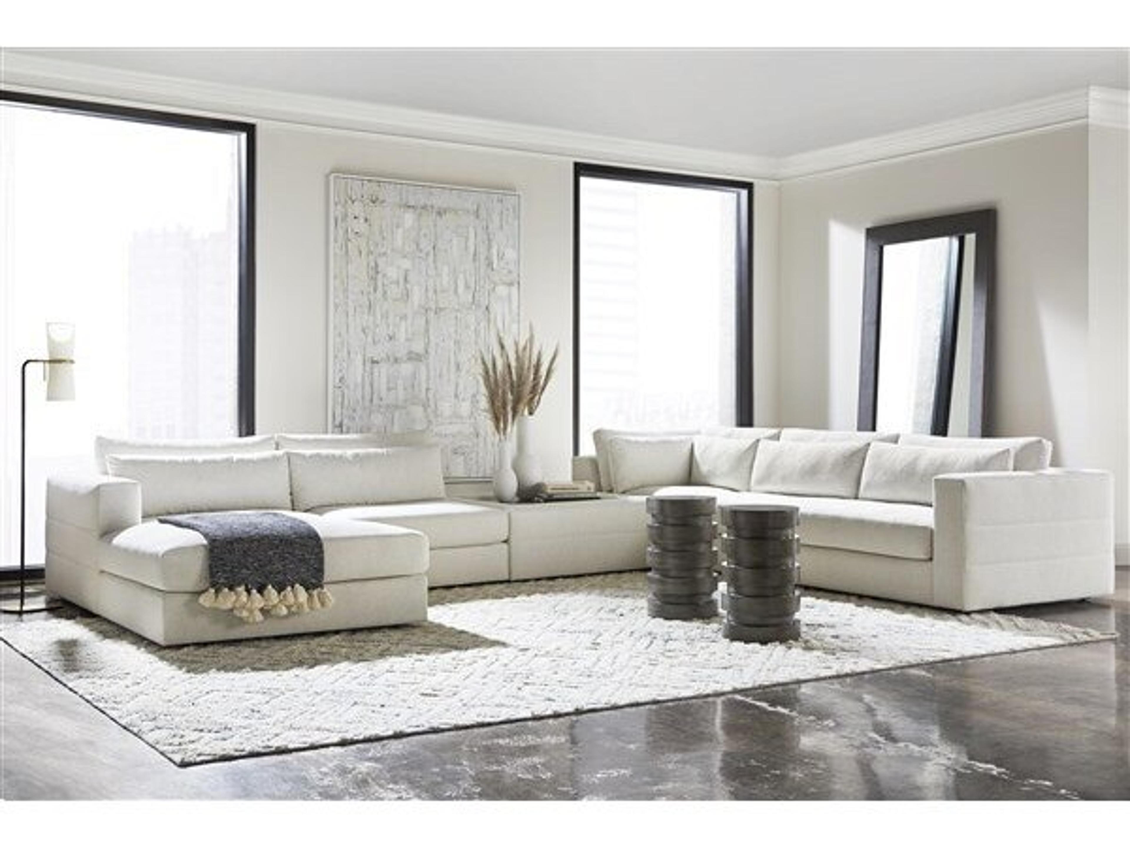 Vanguard Furniture Leone Identify Ivory Beige Upholstered Ottoman