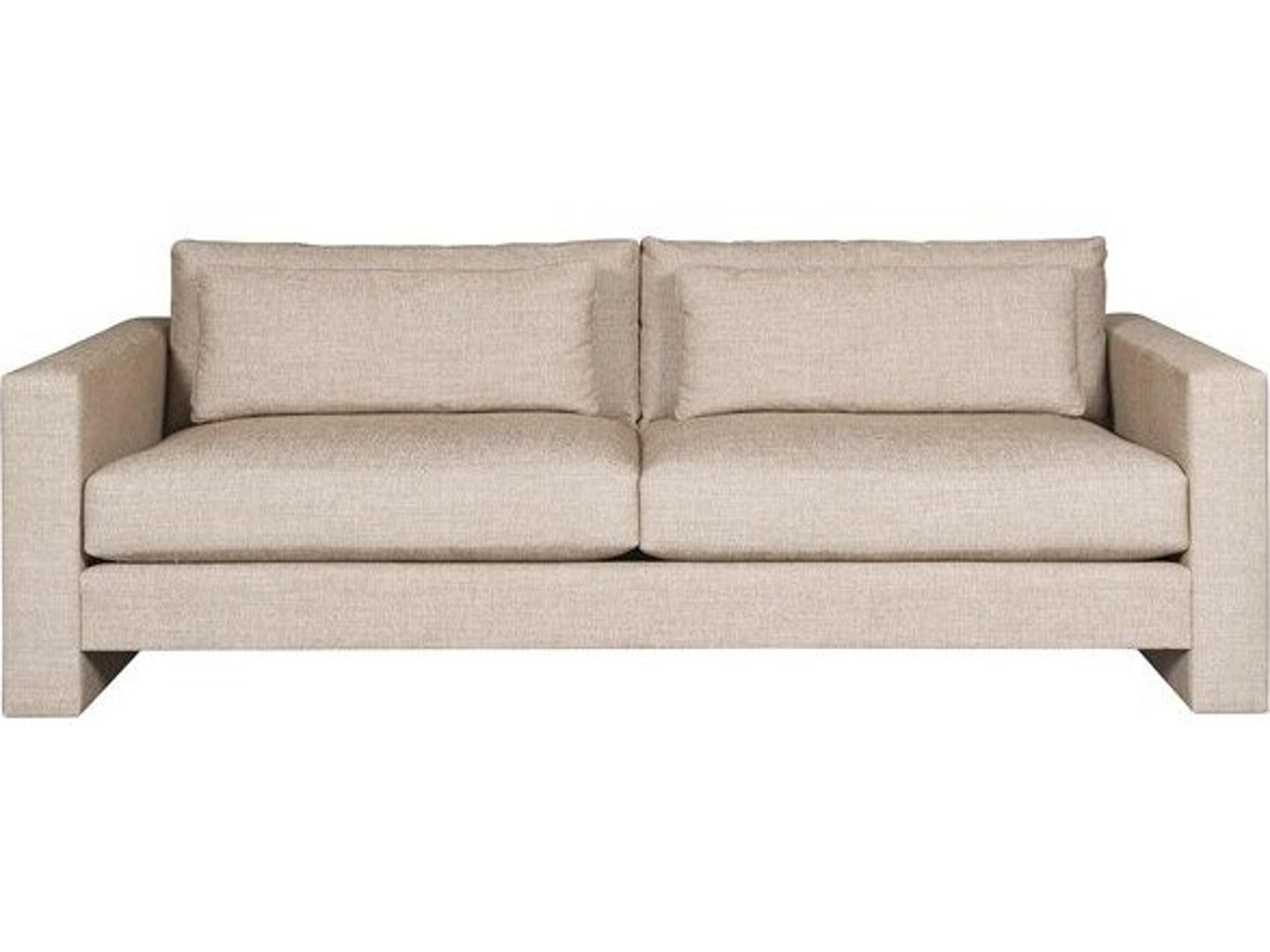 Brady Jumpy Burlap Fabric Beige Upholstered Sofa