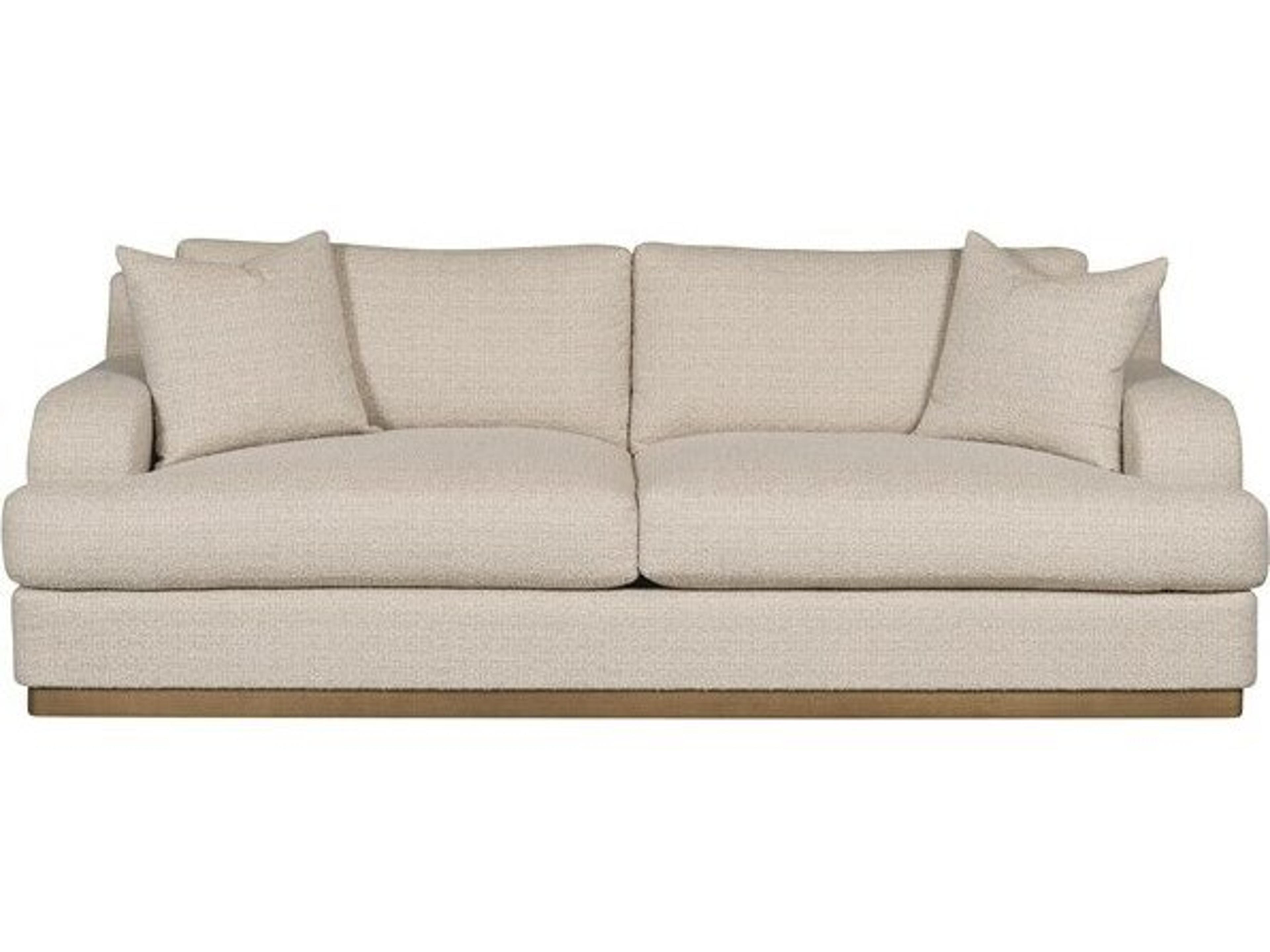Quinn Twitter Pebble Fabric Saddle Beige Upholstered Sofa