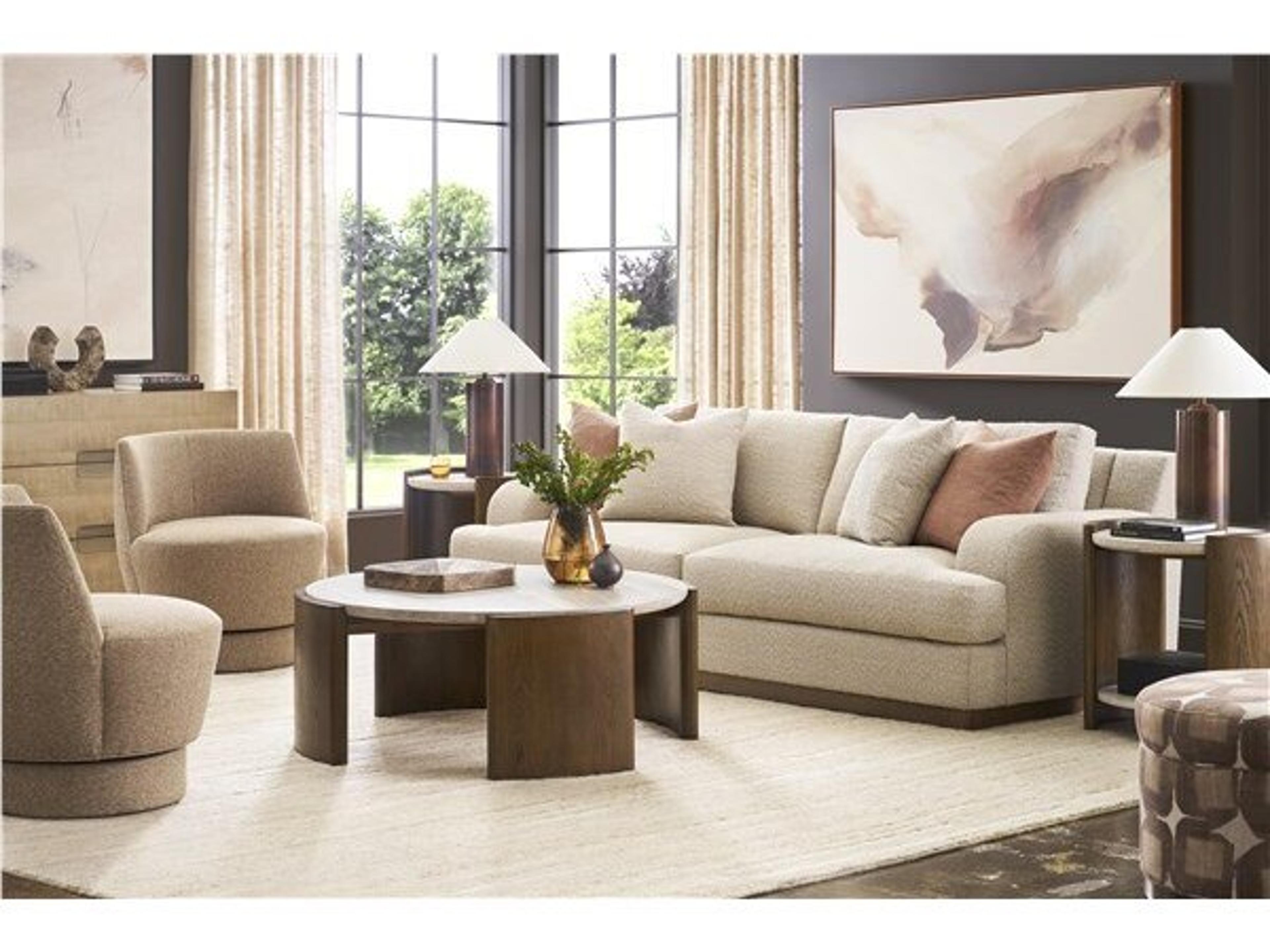Vanguard Furniture Quinn Twitter Pebble Fabric Saddle Beige Upholstered Sofa