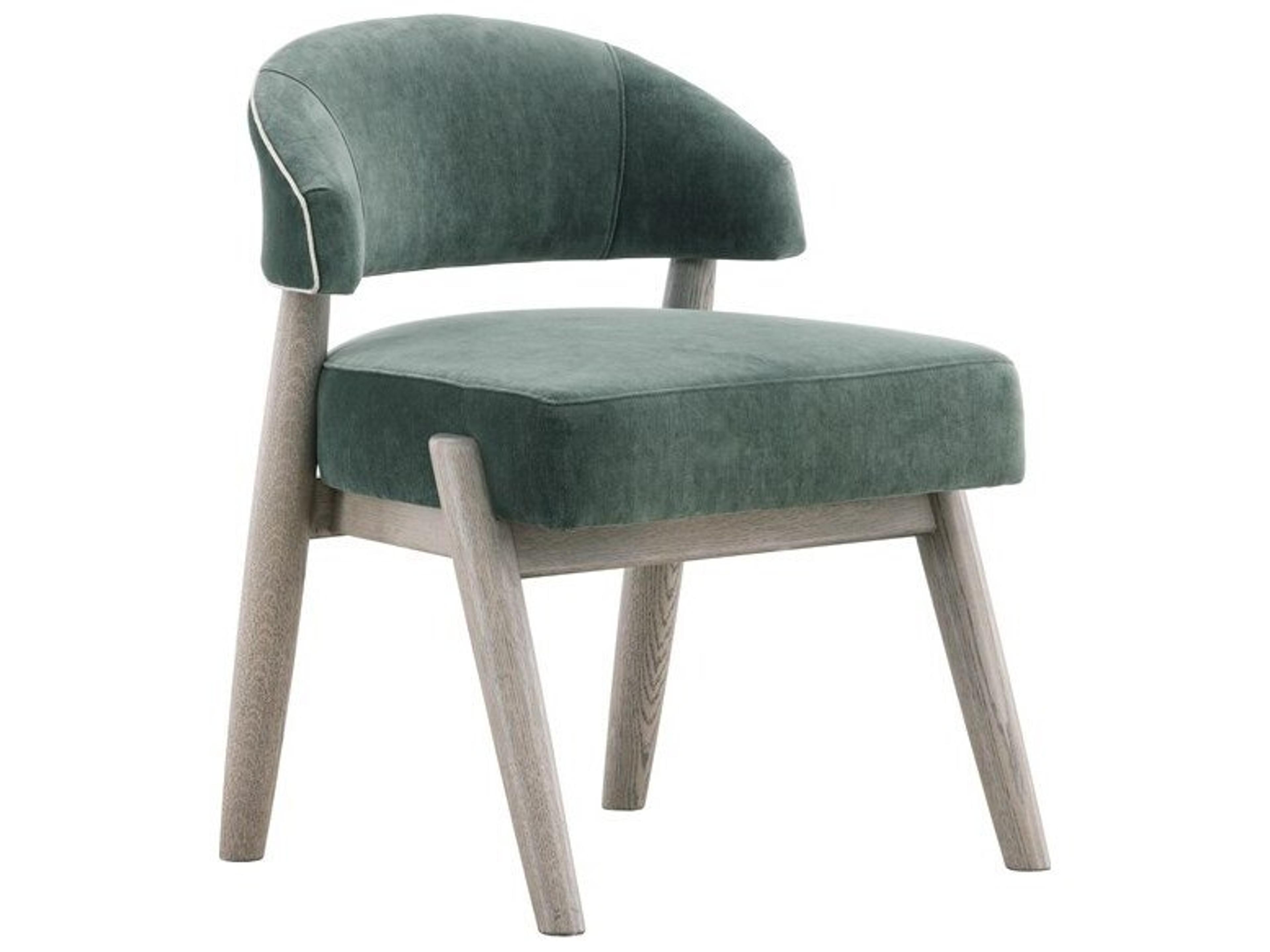 Vanguard Furniture Waverly Pine Wood Green Velvet Upholstered Armless Dining Chair