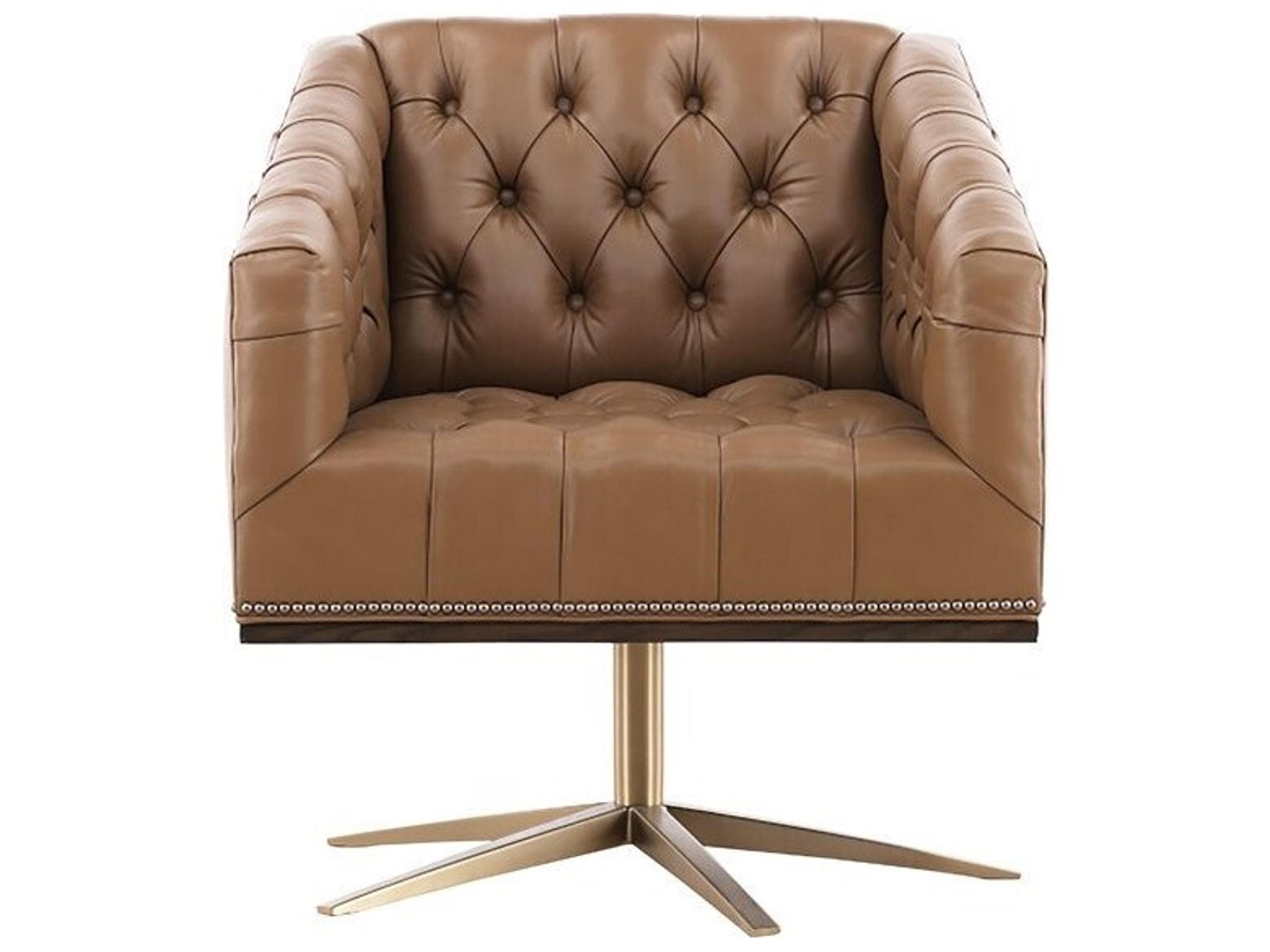 Ashton Swivel Brown Leather Accent Chair