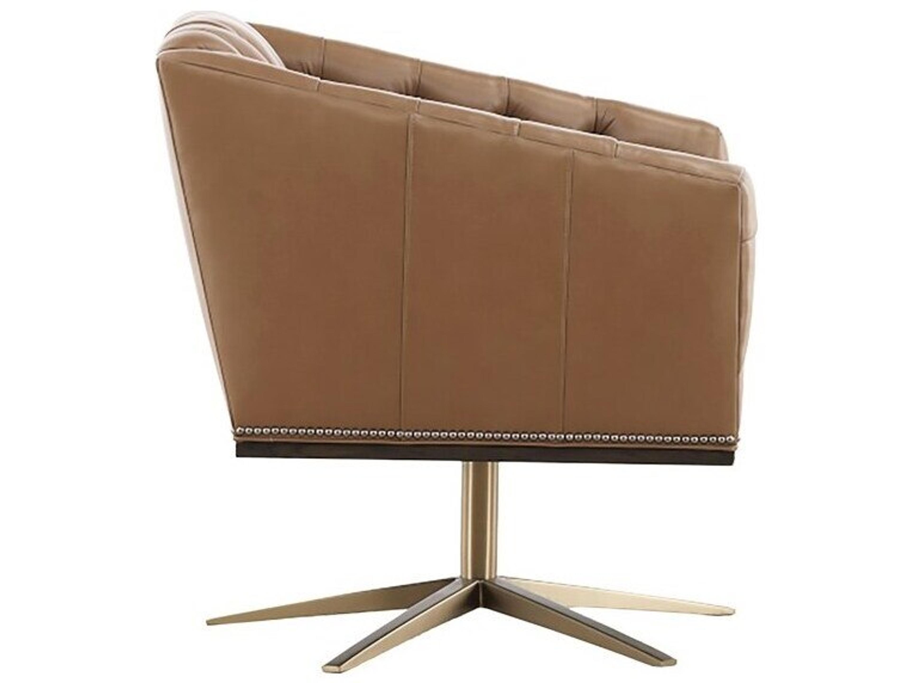 Vanguard Furniture Ashton Swivel Brown Leather Accent Chair