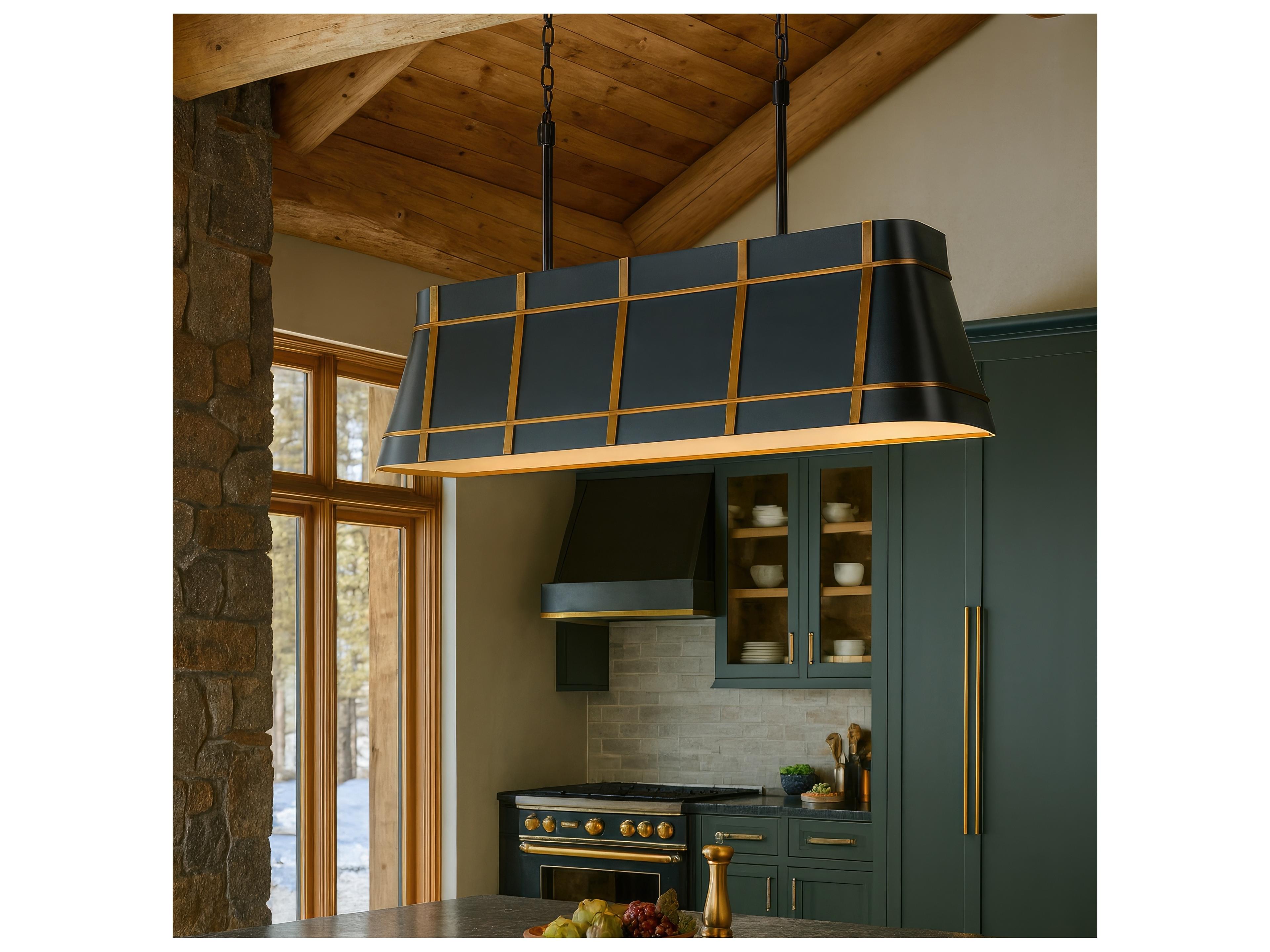 Varaluz Brasserie Brass Linear Island Pendant