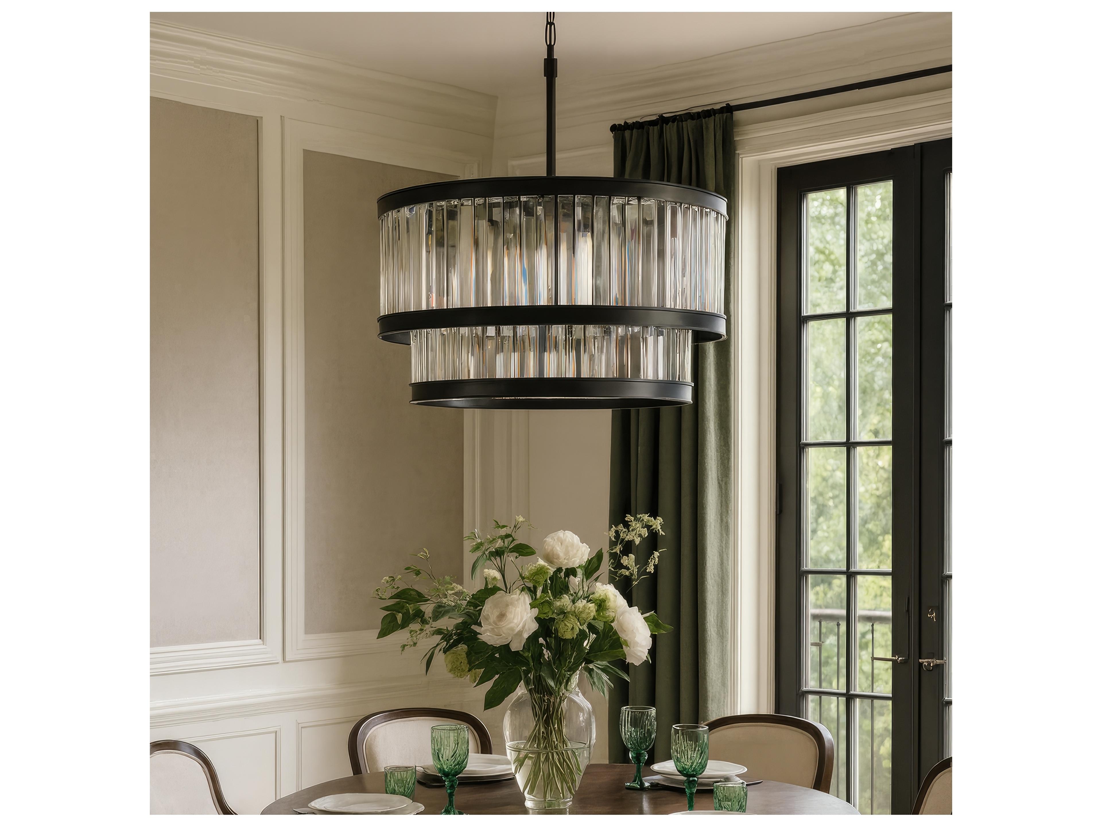 Varaluz Double Take Black Cylinder Island Pendant