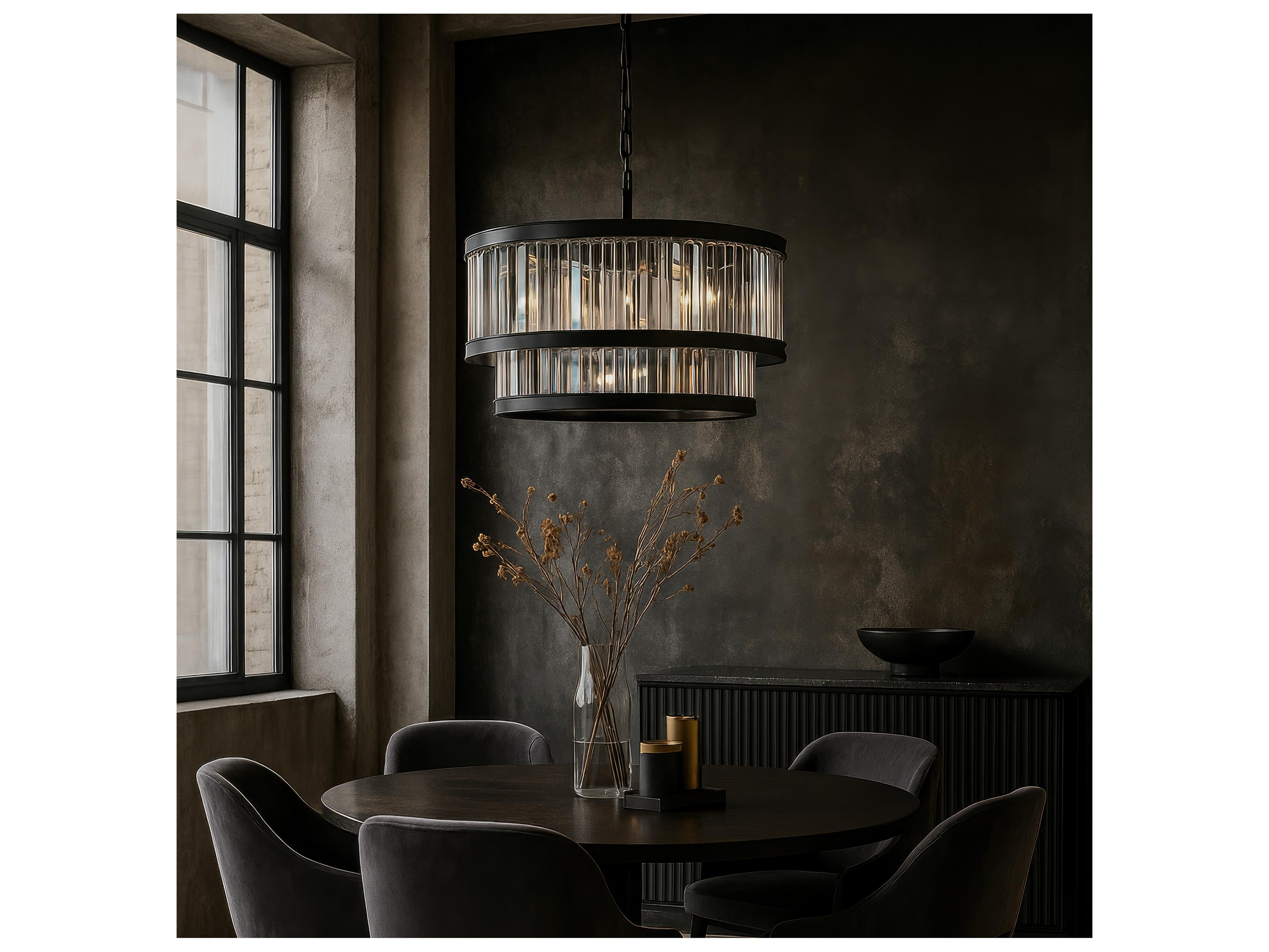 Varaluz Double Take Black Cylinder Island Pendant