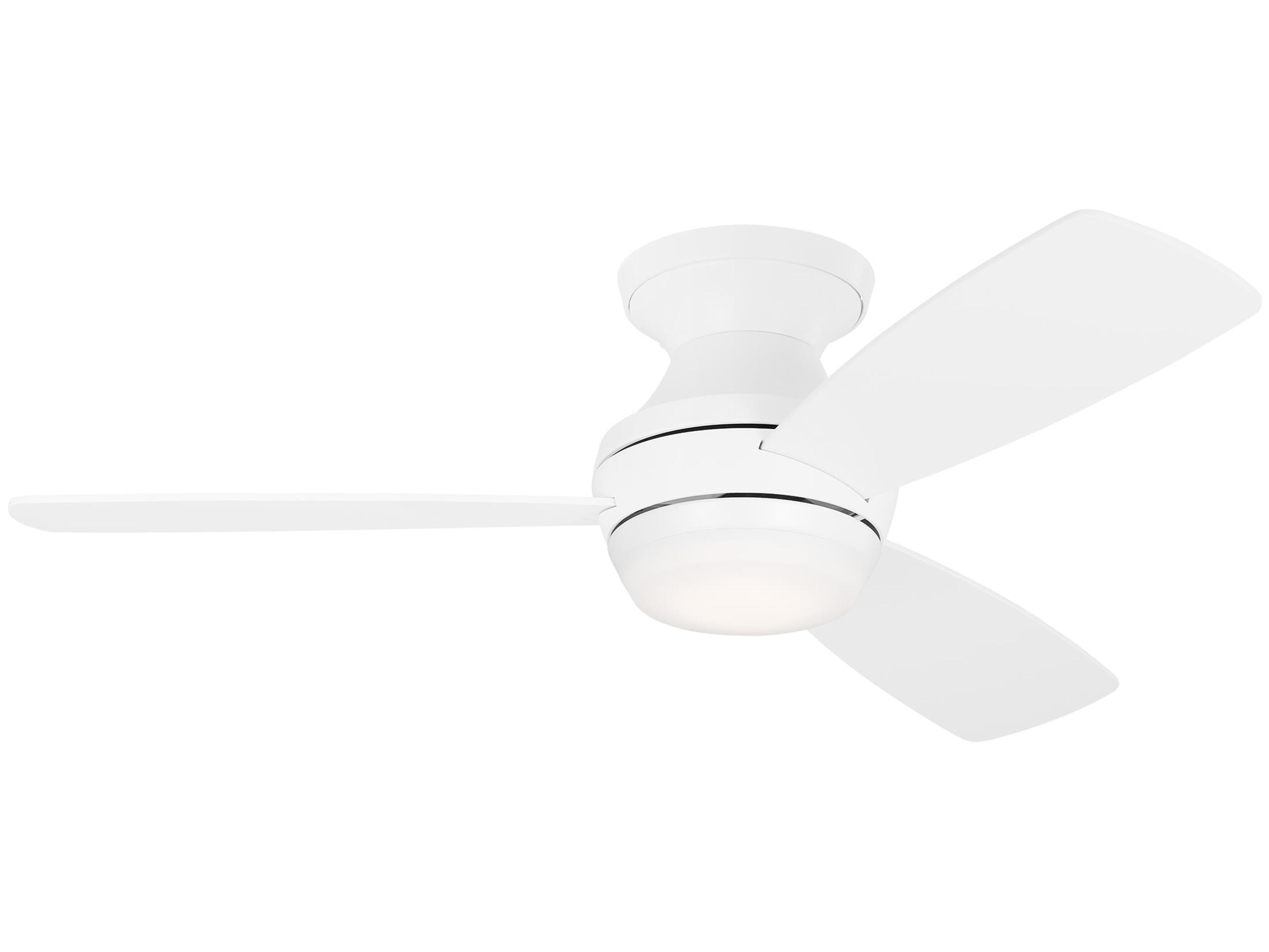Ikon 44 Inch Hugger LED Ceiling Fan in Matte White