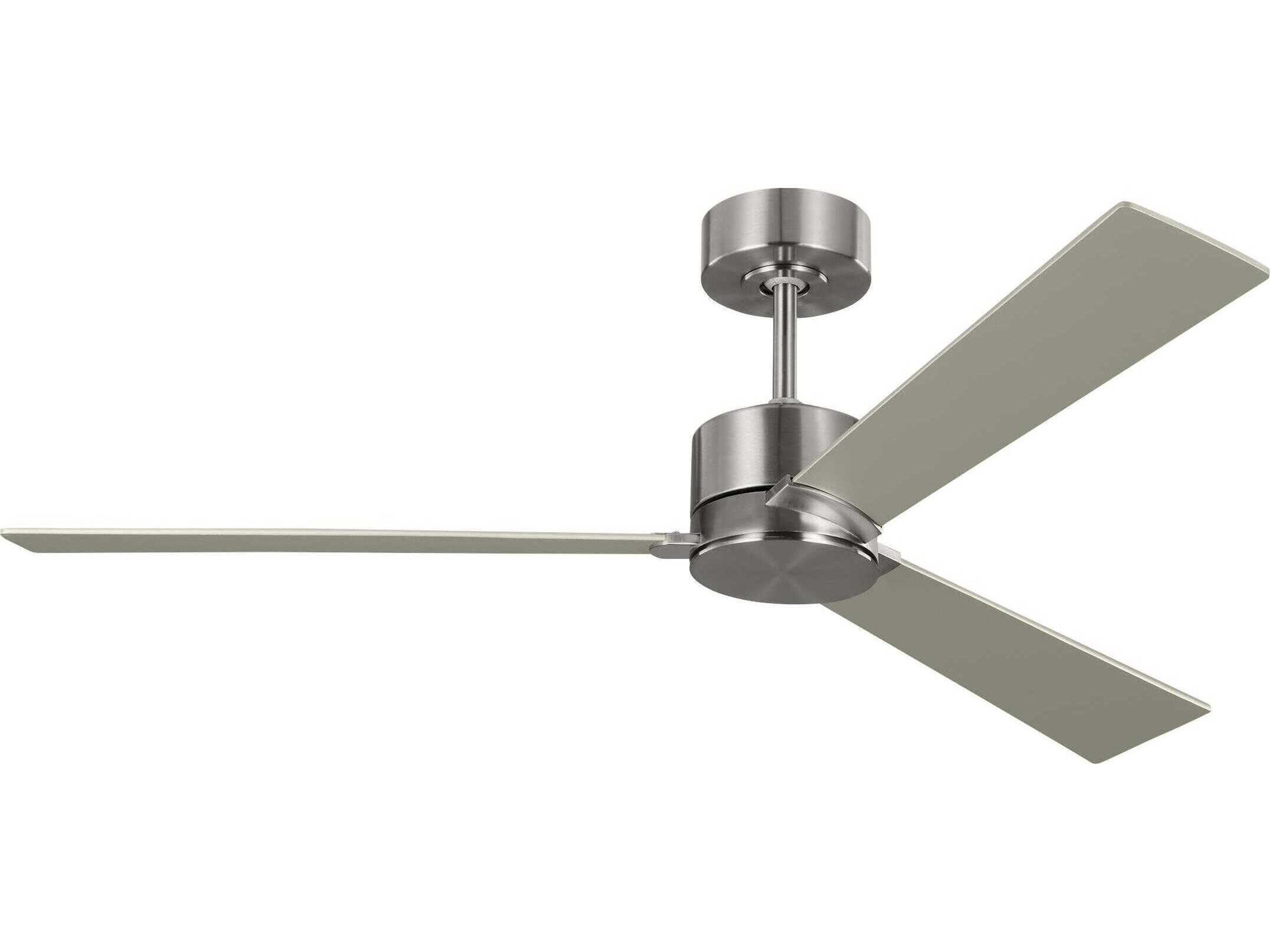 Rozzen 52 Inch Ceiling Fan in Brushed Steel Modern Minimalist