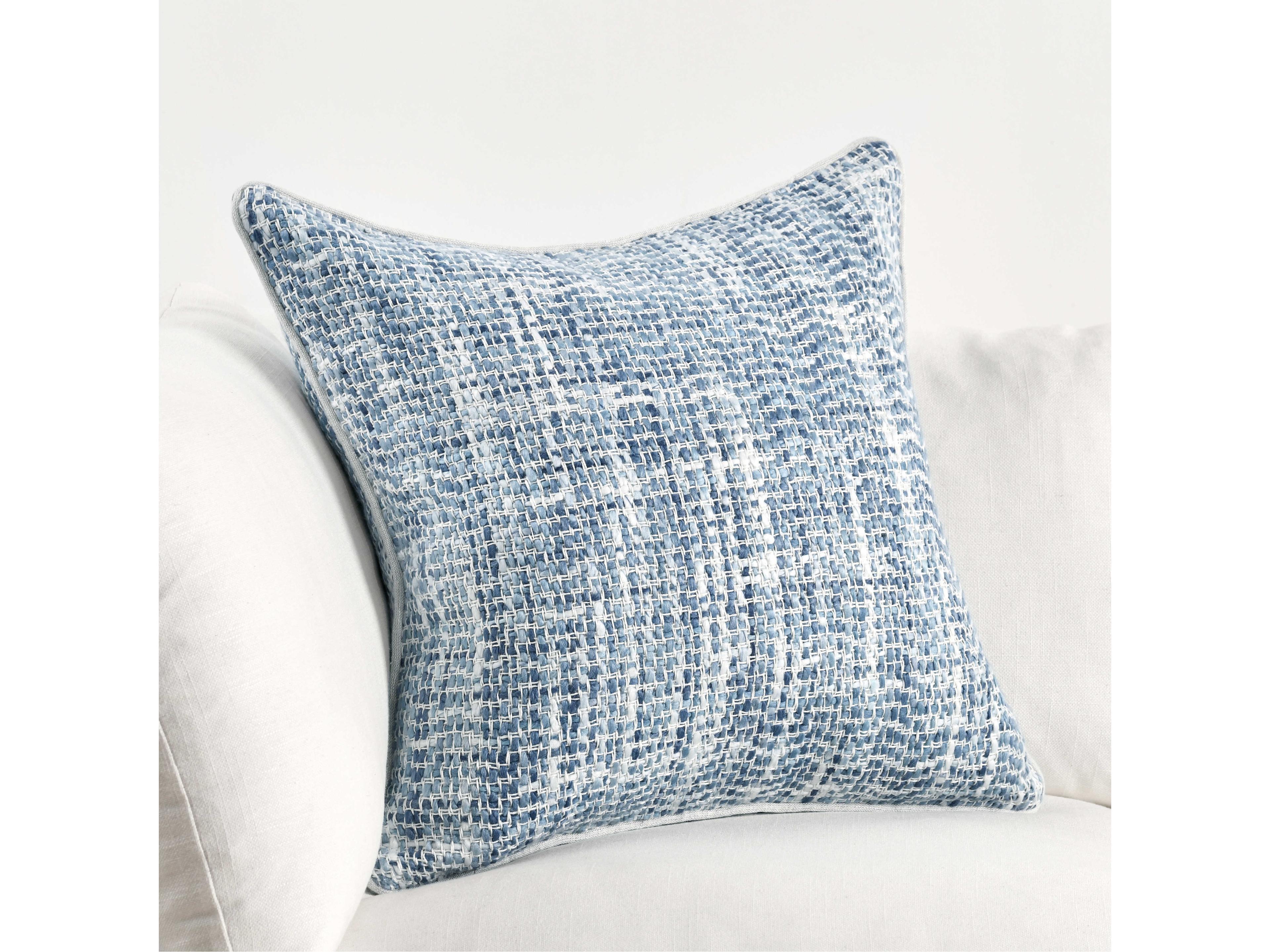 Villa by Classic Home Baxter Blue Ivory Throw Pillow
