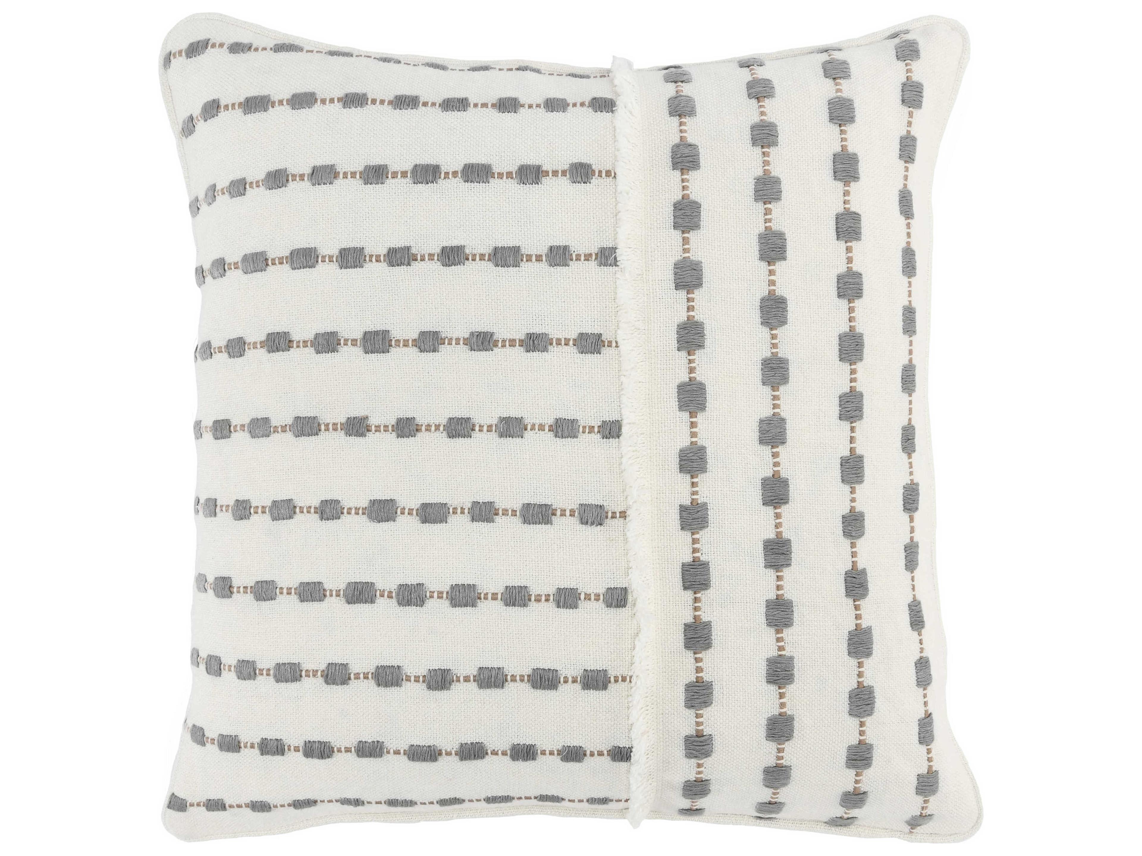 Kassia Ivory Gray Throw Pillow