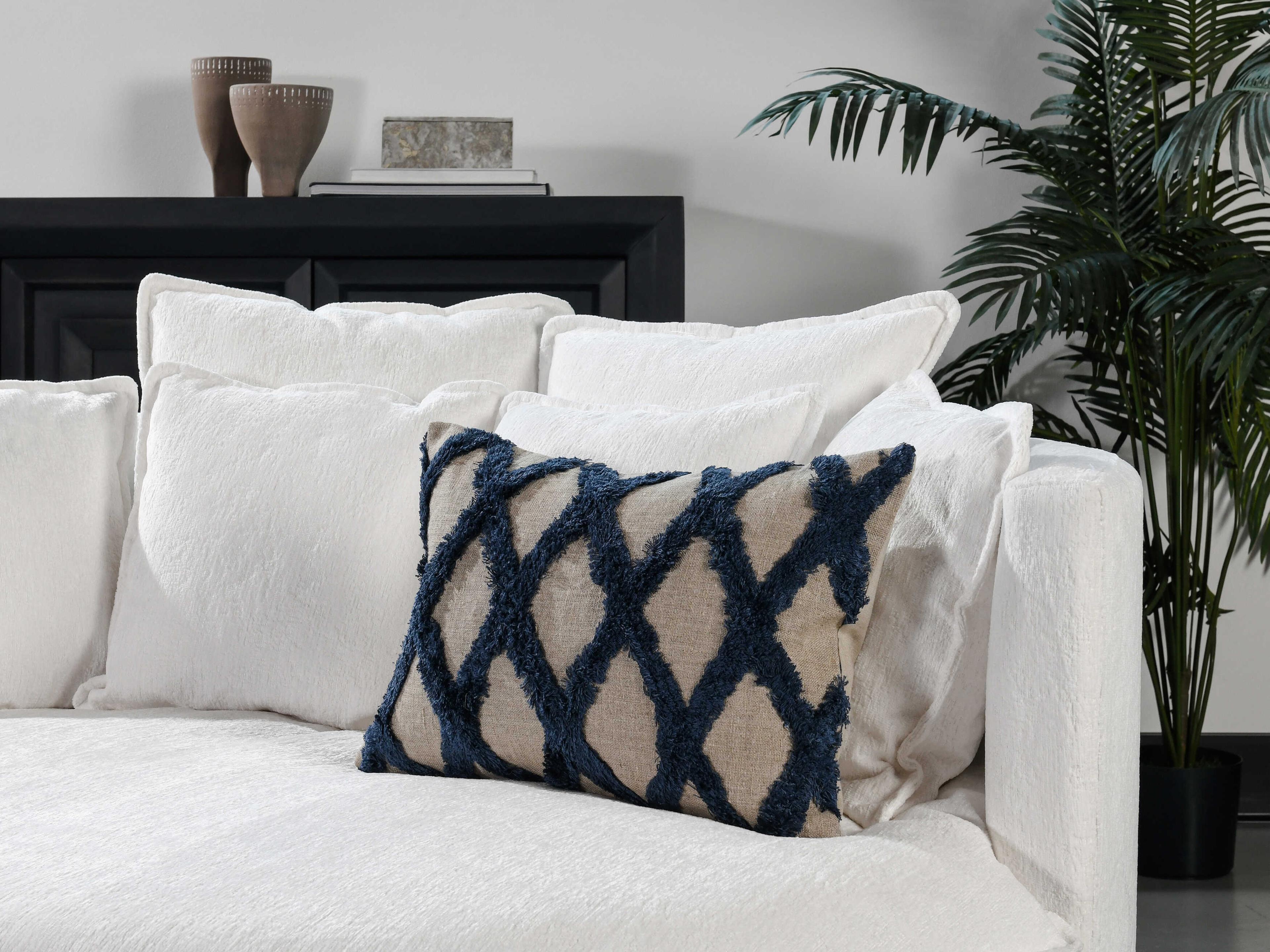Villa by Classic Home Evangeline Blue Throw Pillow