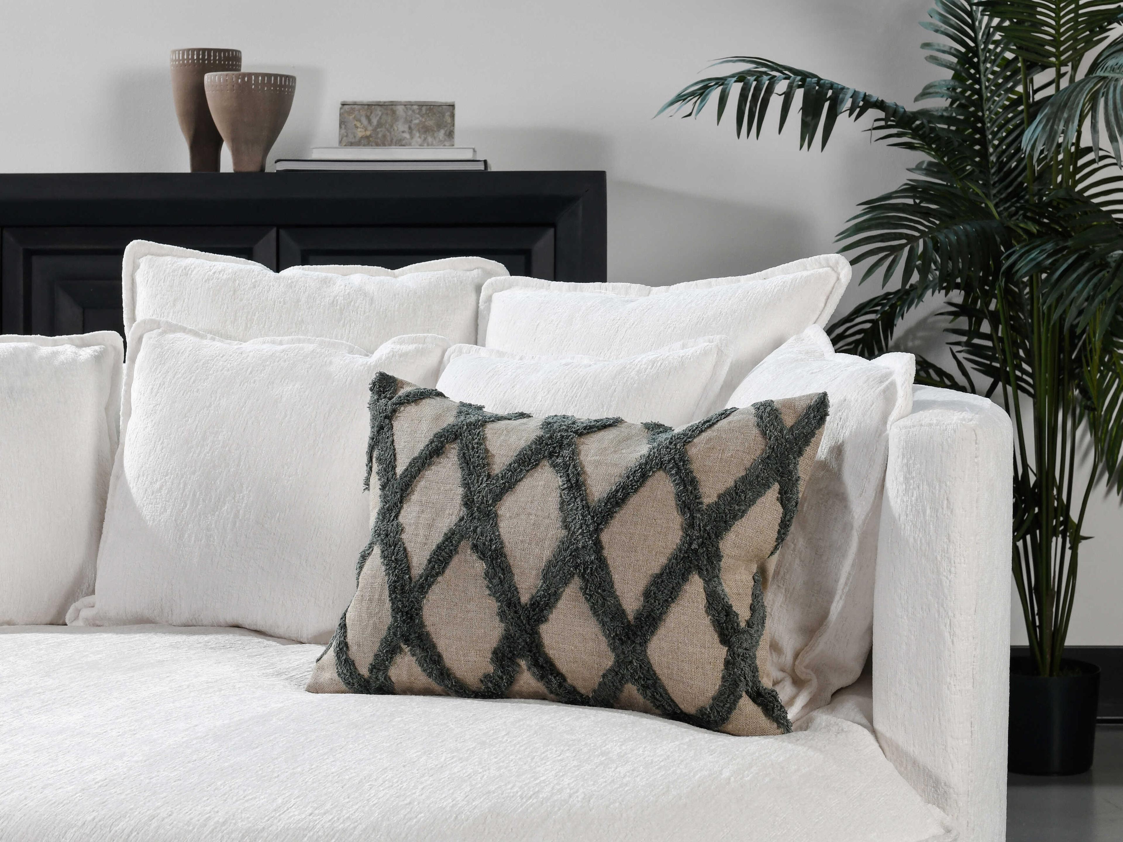 Villa by Classic Home Evangeline Green Throw Pillow