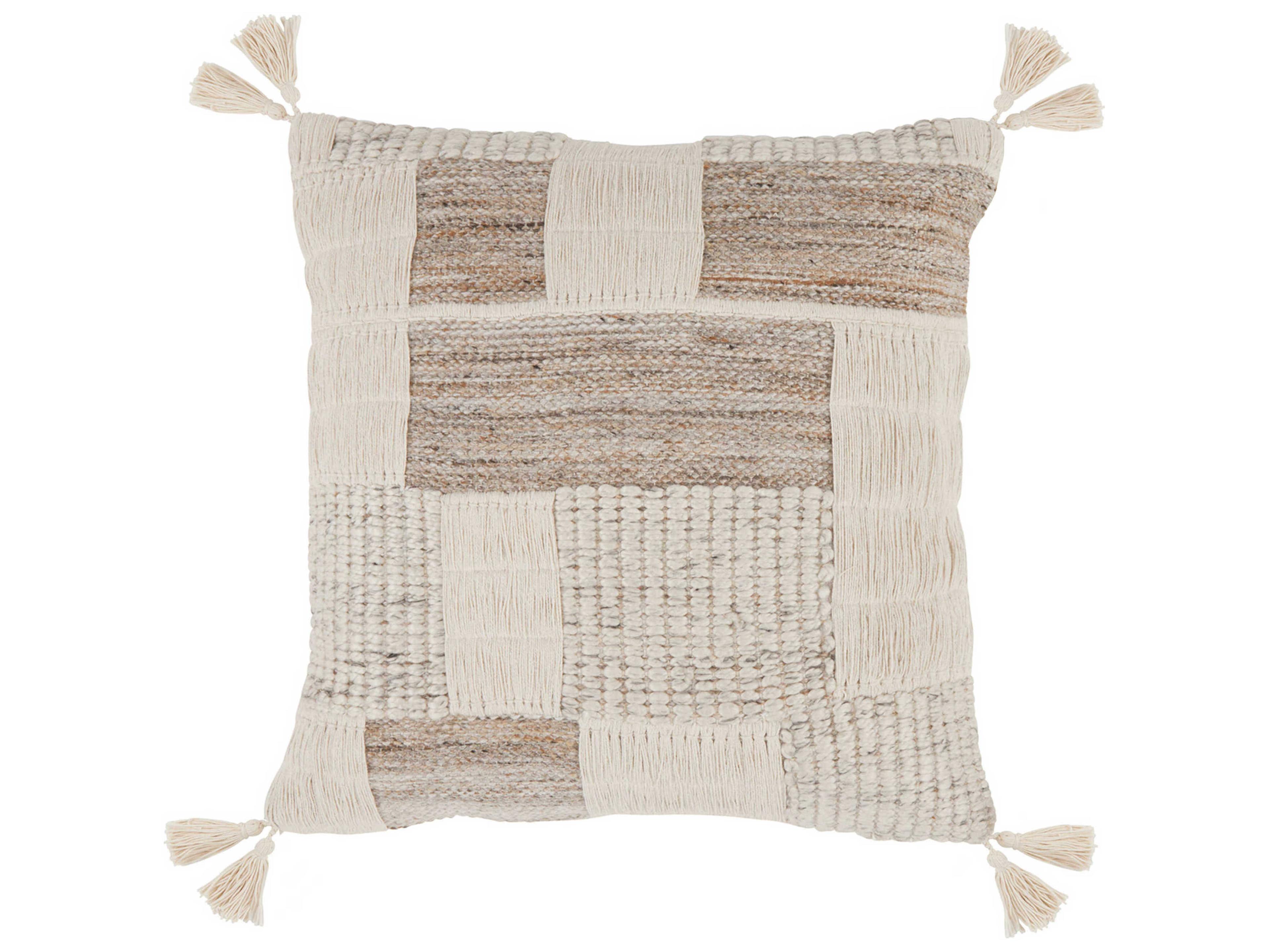 Villa by Classic Home Lamar Gray Ivory Throw Pillow