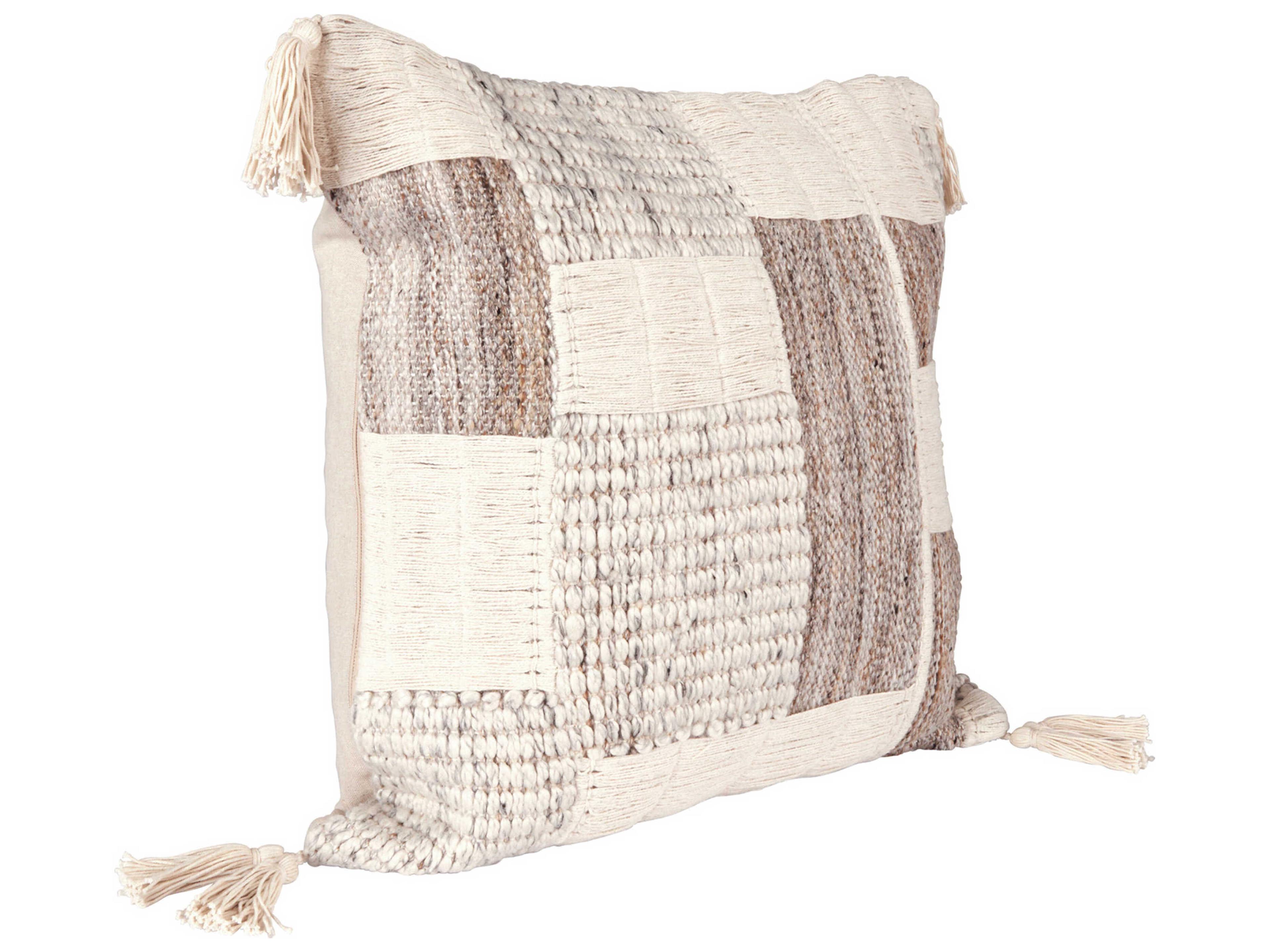 Villa by Classic Home Lamar Gray Ivory Throw Pillow