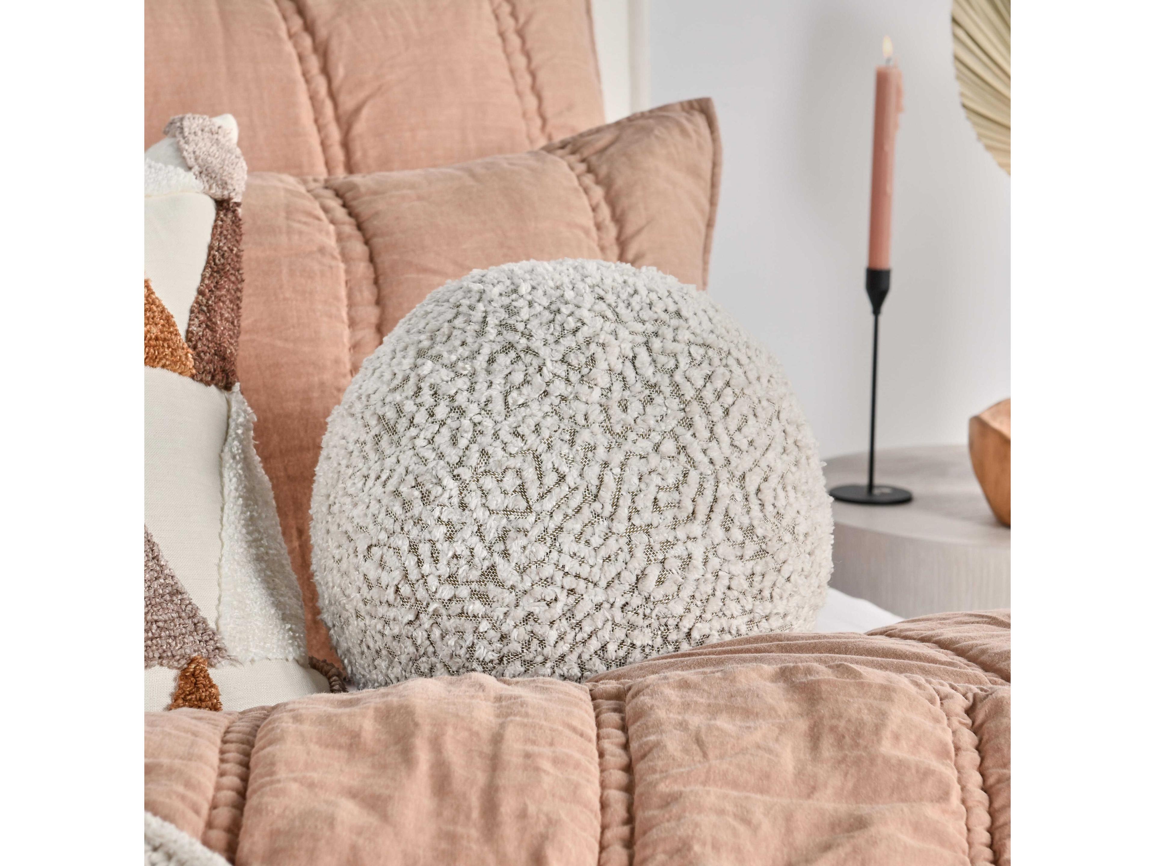 Villa by Classic Home Maris Ivory Throw Pillow