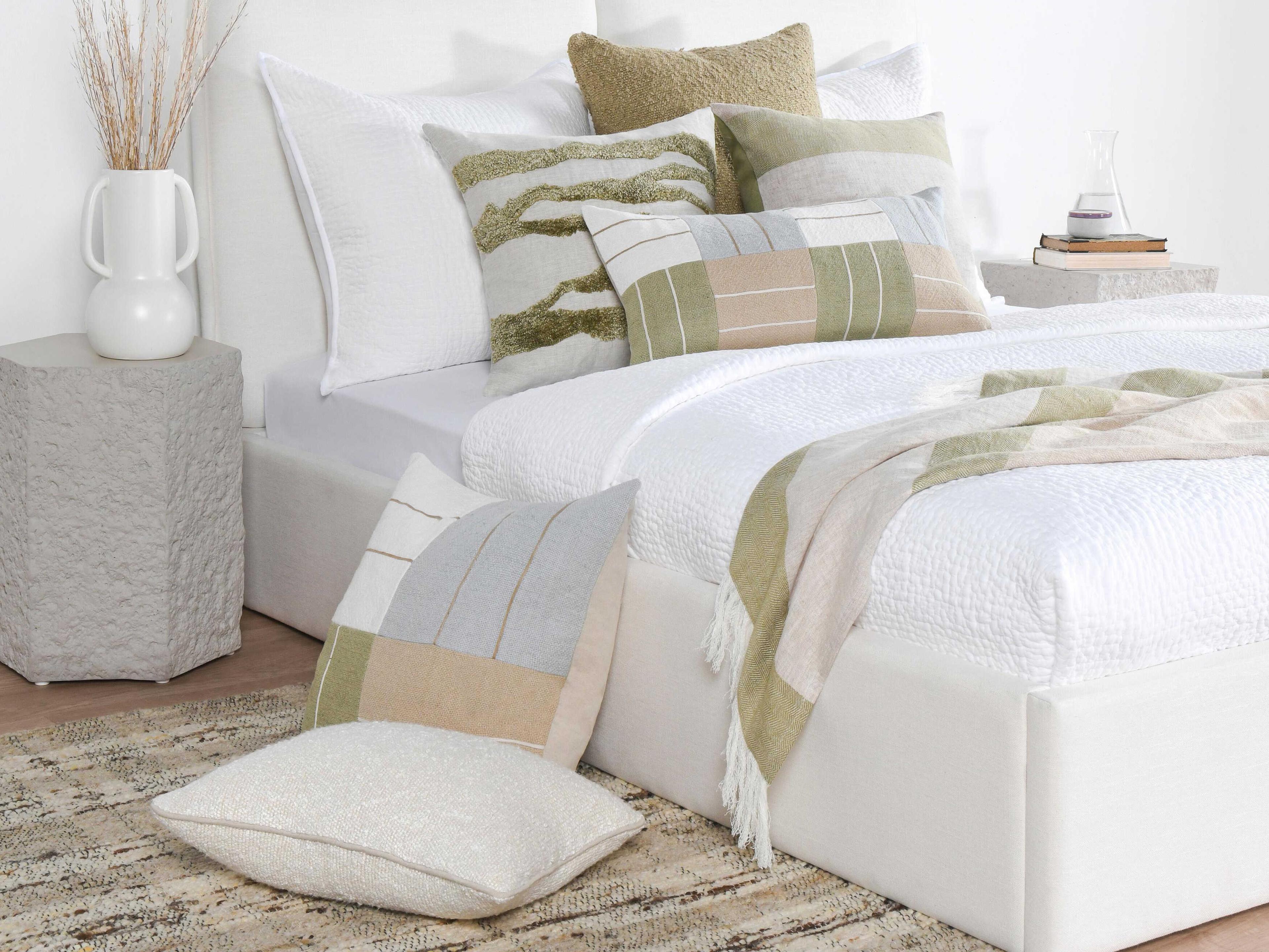 Villa by Classic Home Sava Wheat Green Throw Pillow