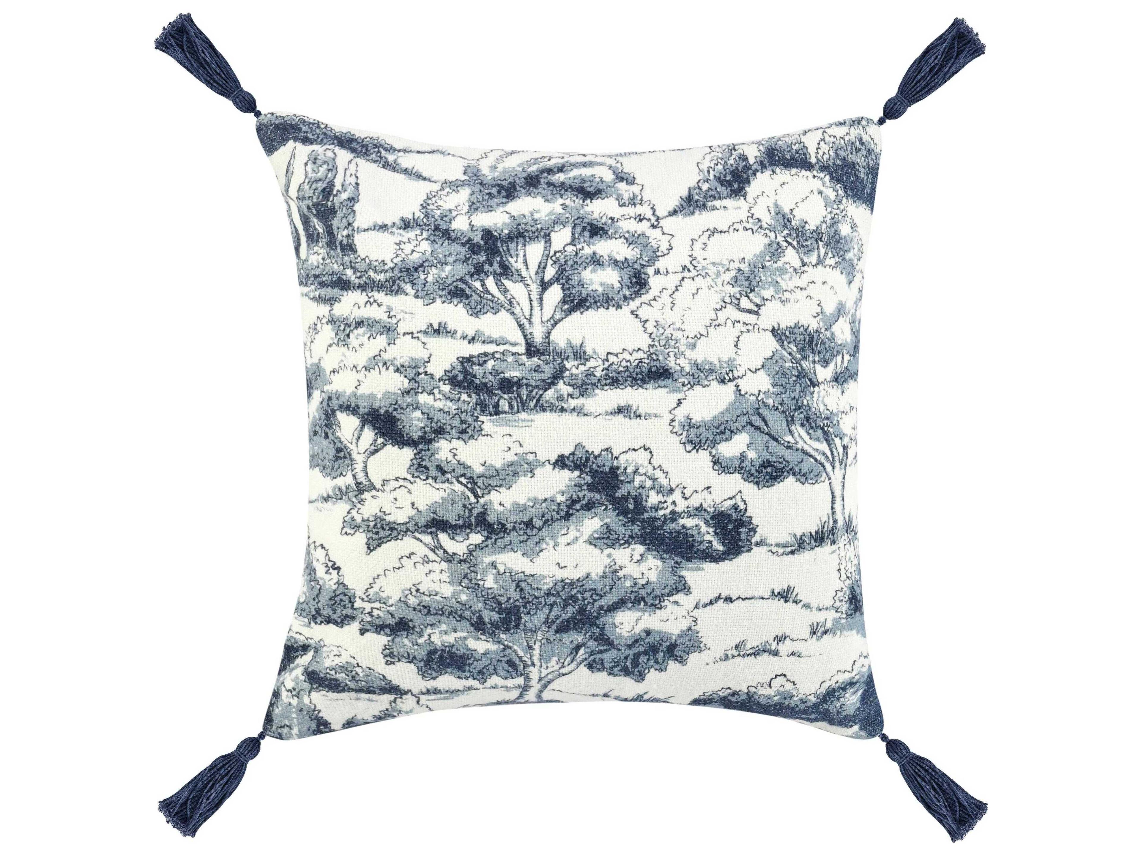 Stonework Denim Blue Throw Pillow