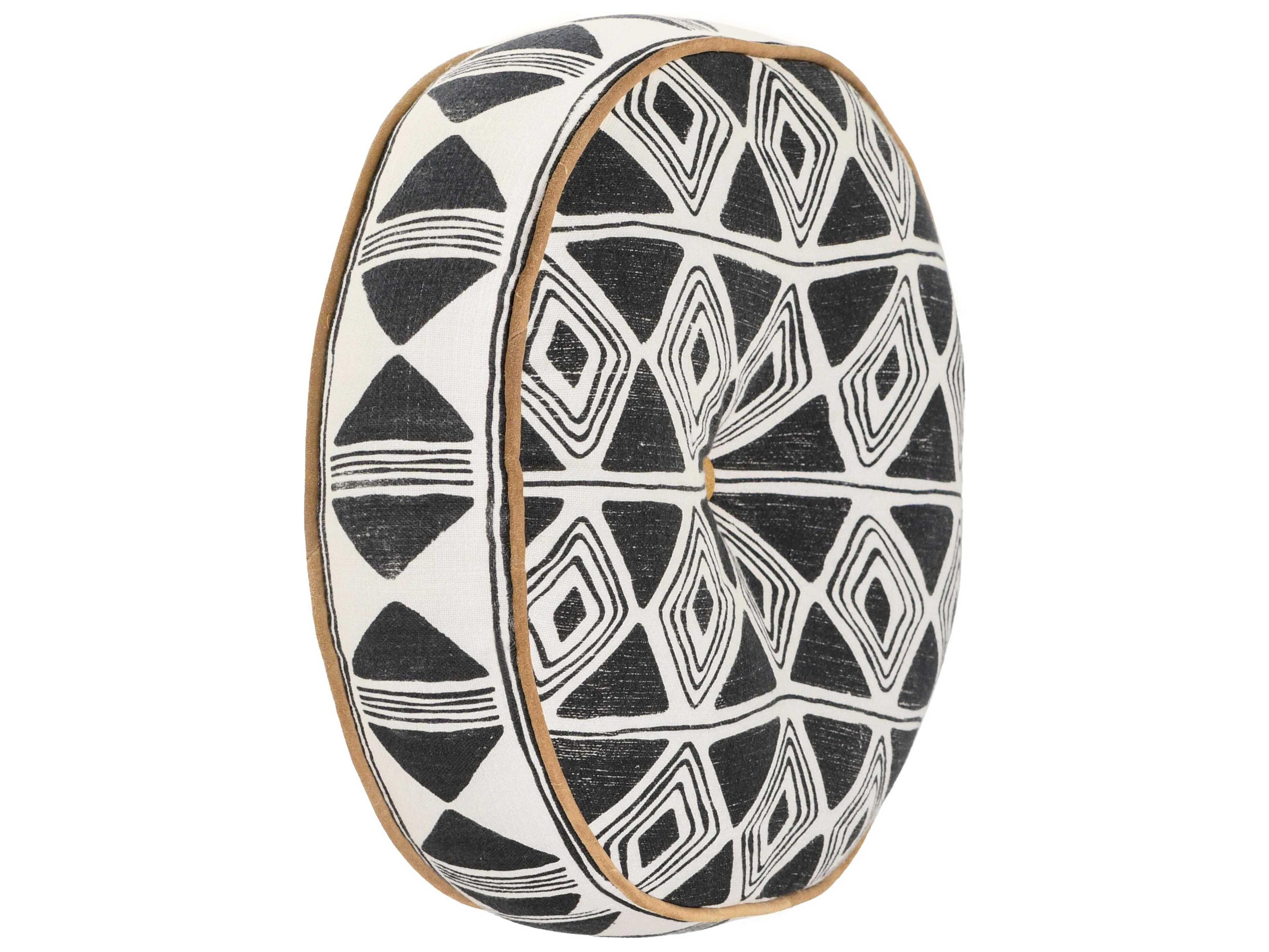 Villa by Classic Home Nubia Black White Throw Pillow