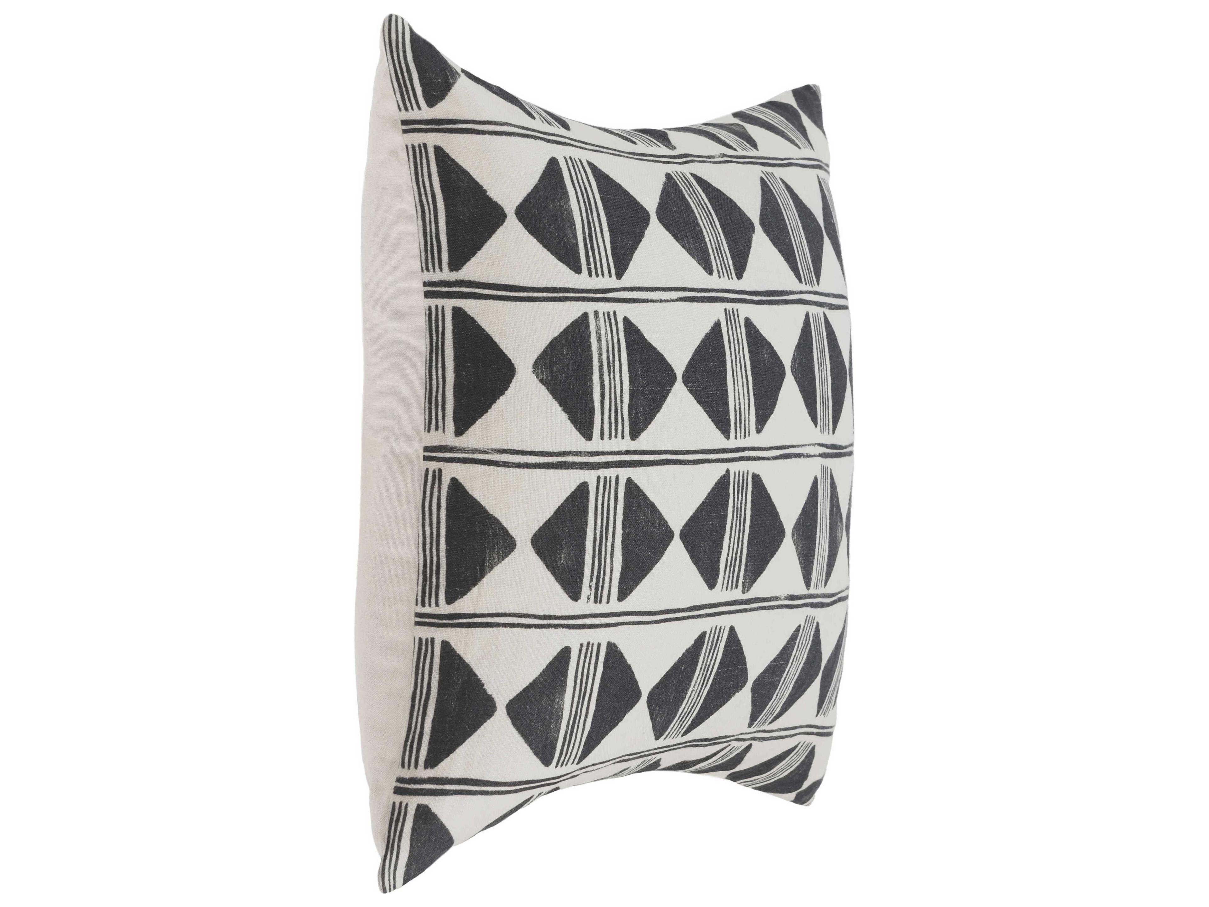 Villa by Classic Home Nubia Black White Throw Pillow