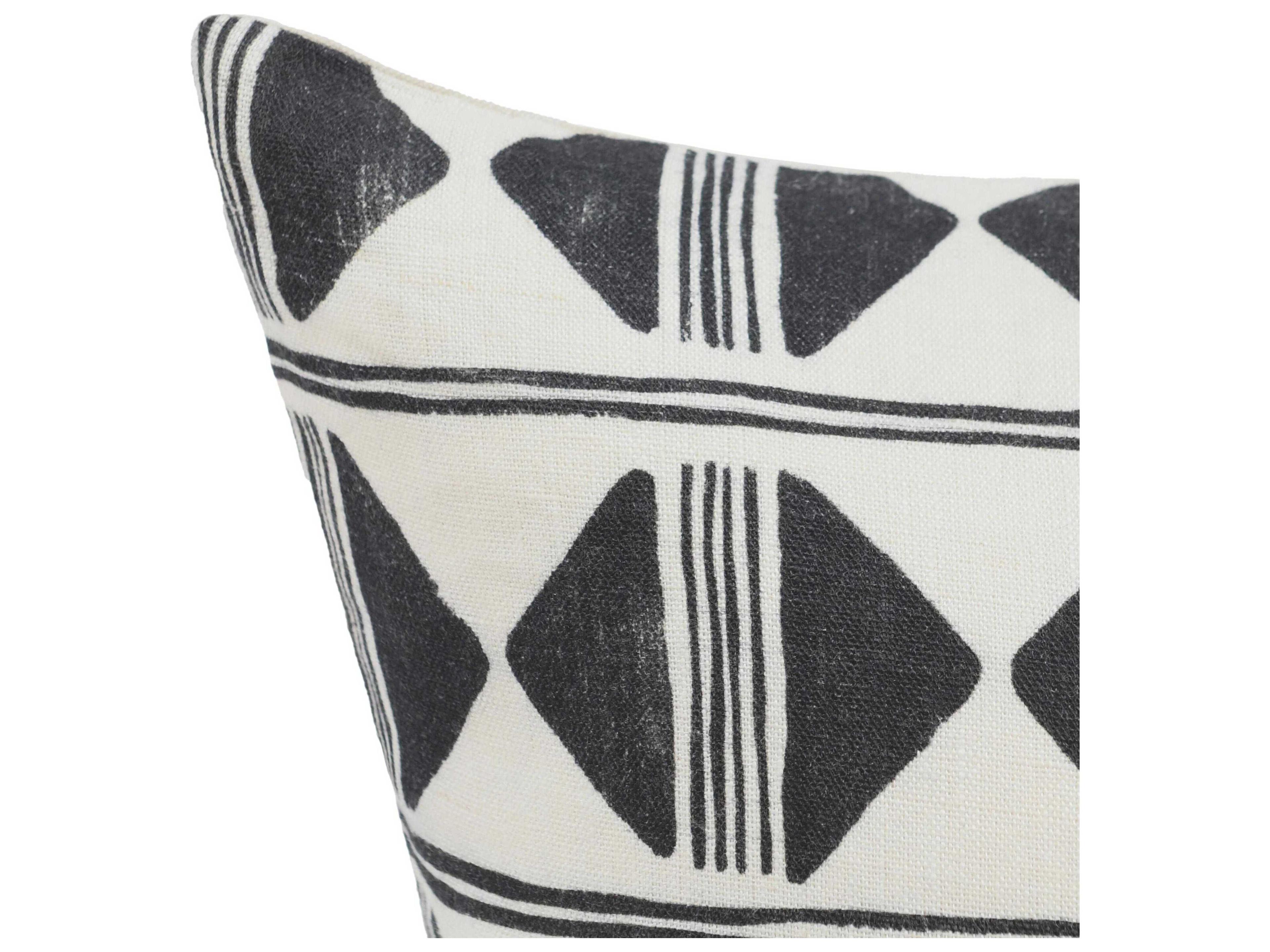 Villa by Classic Home Nubia Black White Throw Pillow