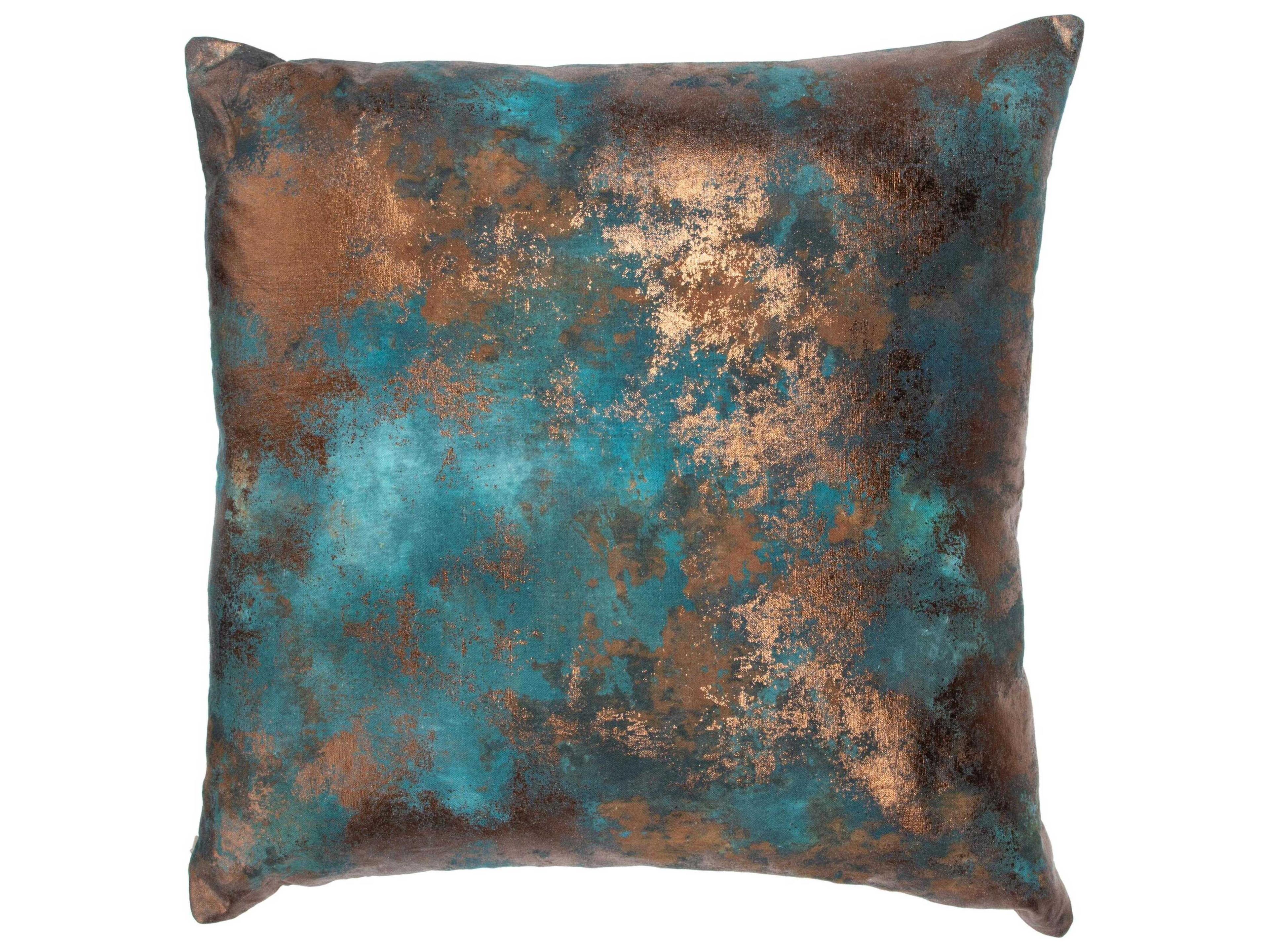 Equilibrium Teal Antique Bronze Throw Pillow