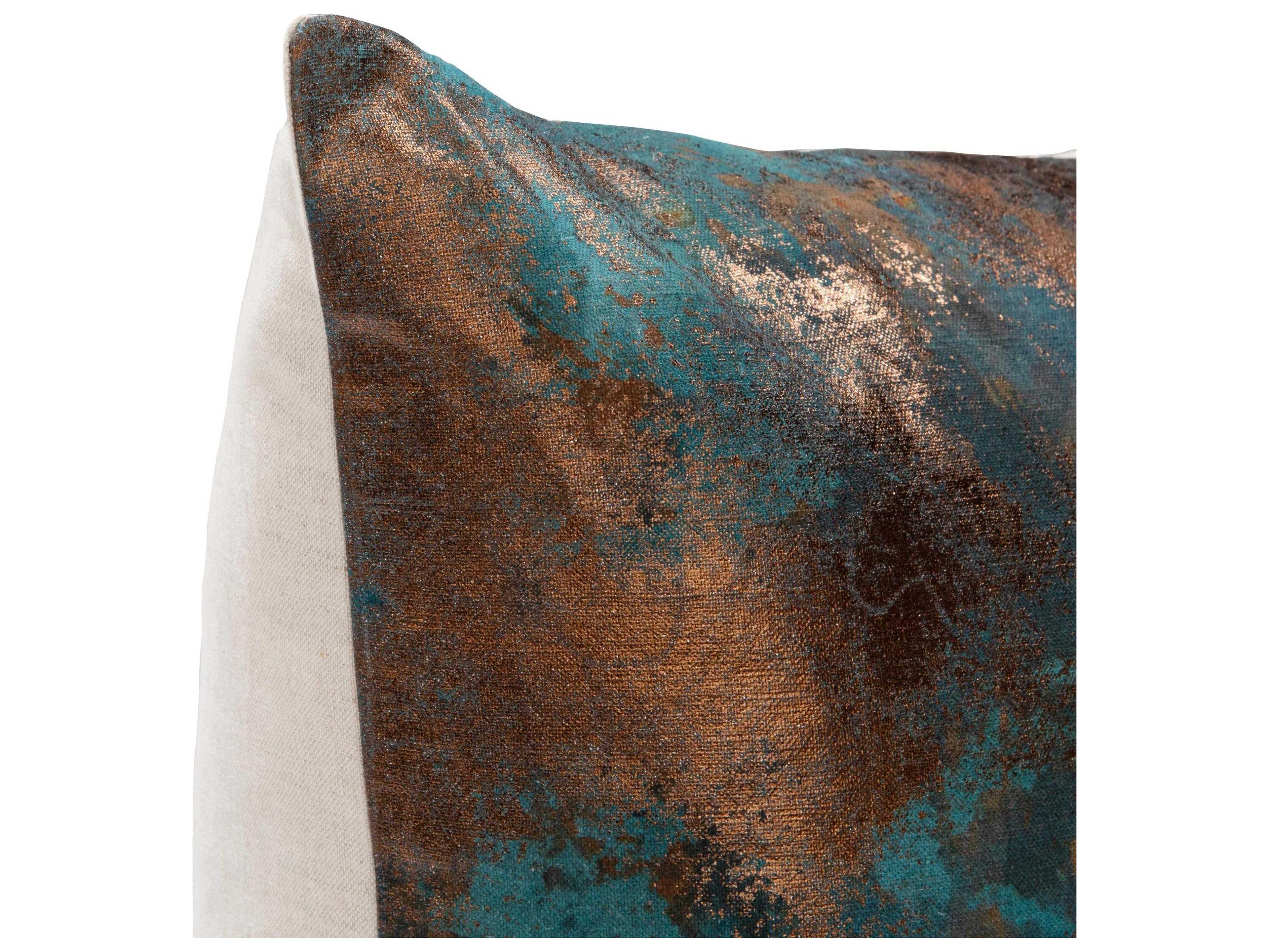 Villa by Classic Home Equilibrium Teal Antique Bronze Throw Pillow