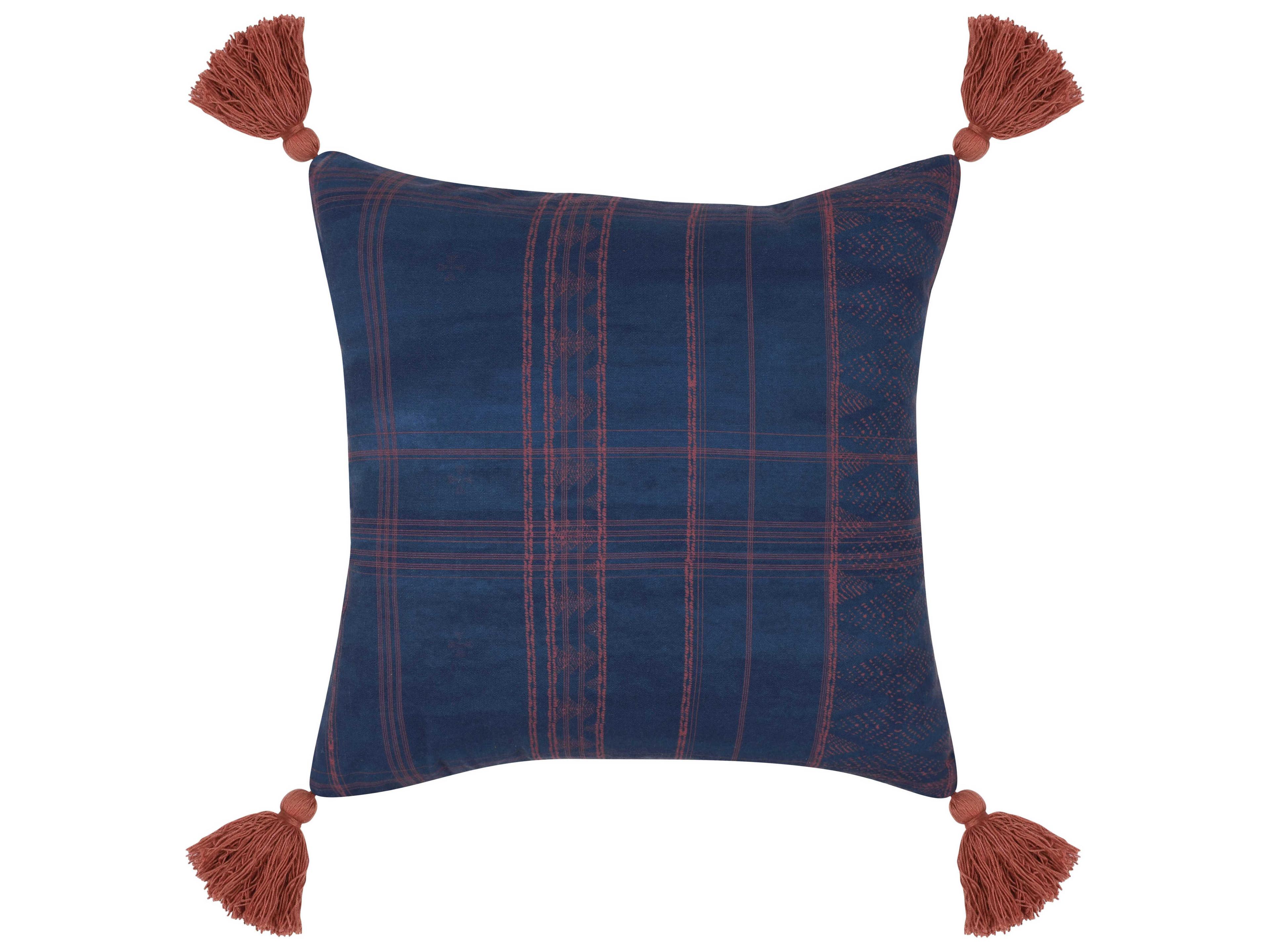Terranea Dark Blue Red Throw Pillow