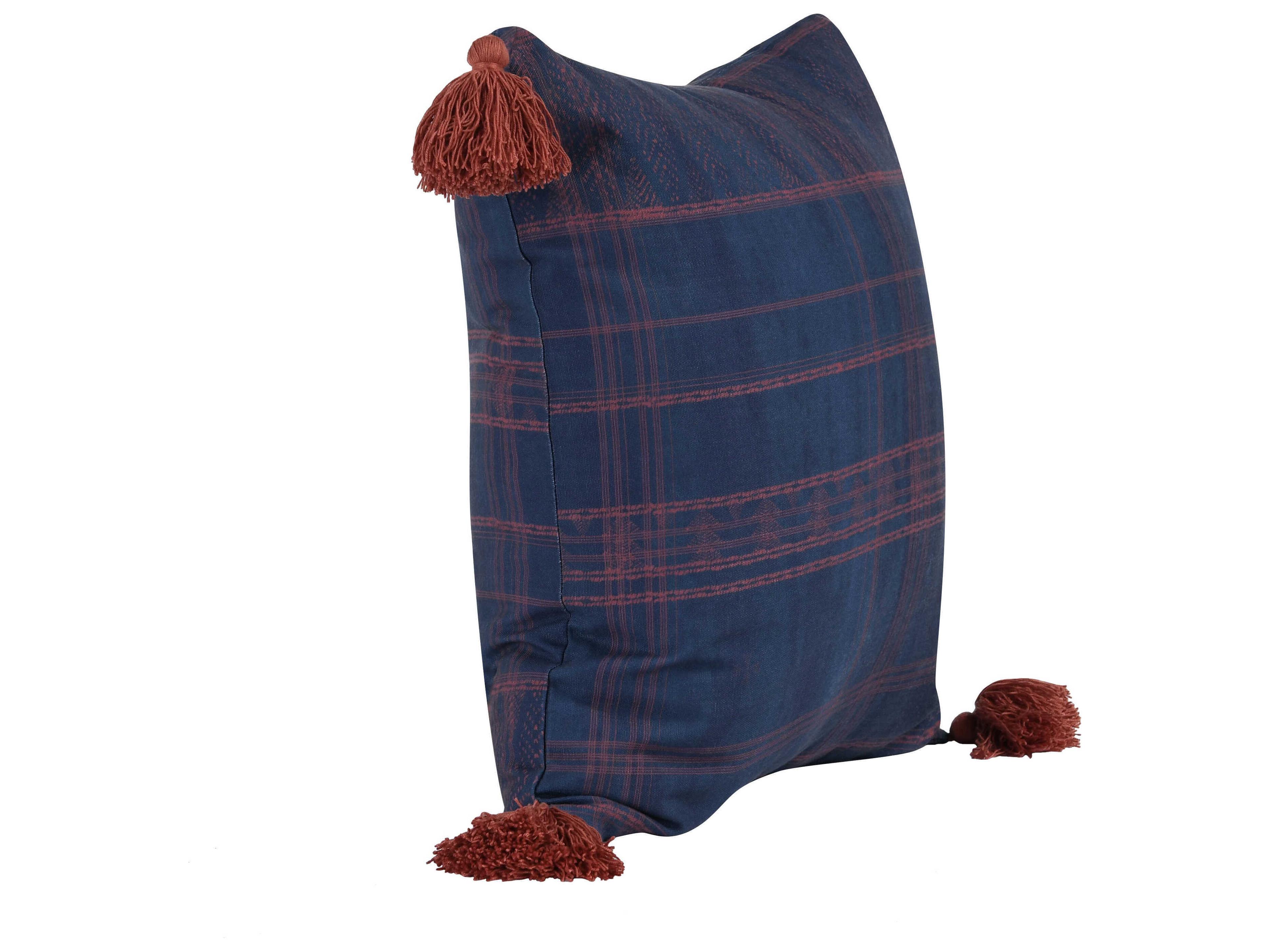 Villa by Classic Home Terranea Dark Blue Red Throw Pillow