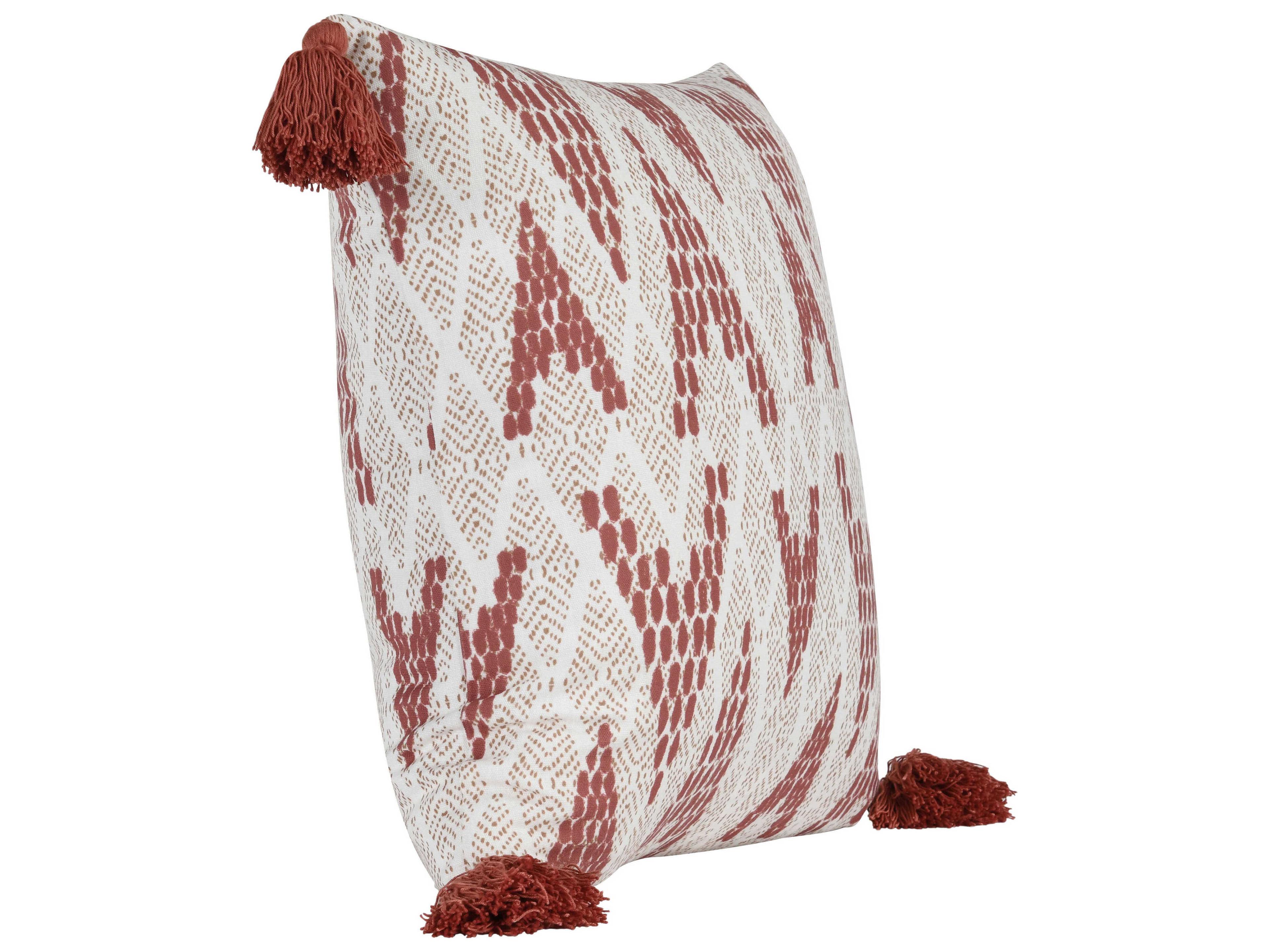 Villa by Classic Home Sanibel Red Throw Pillow