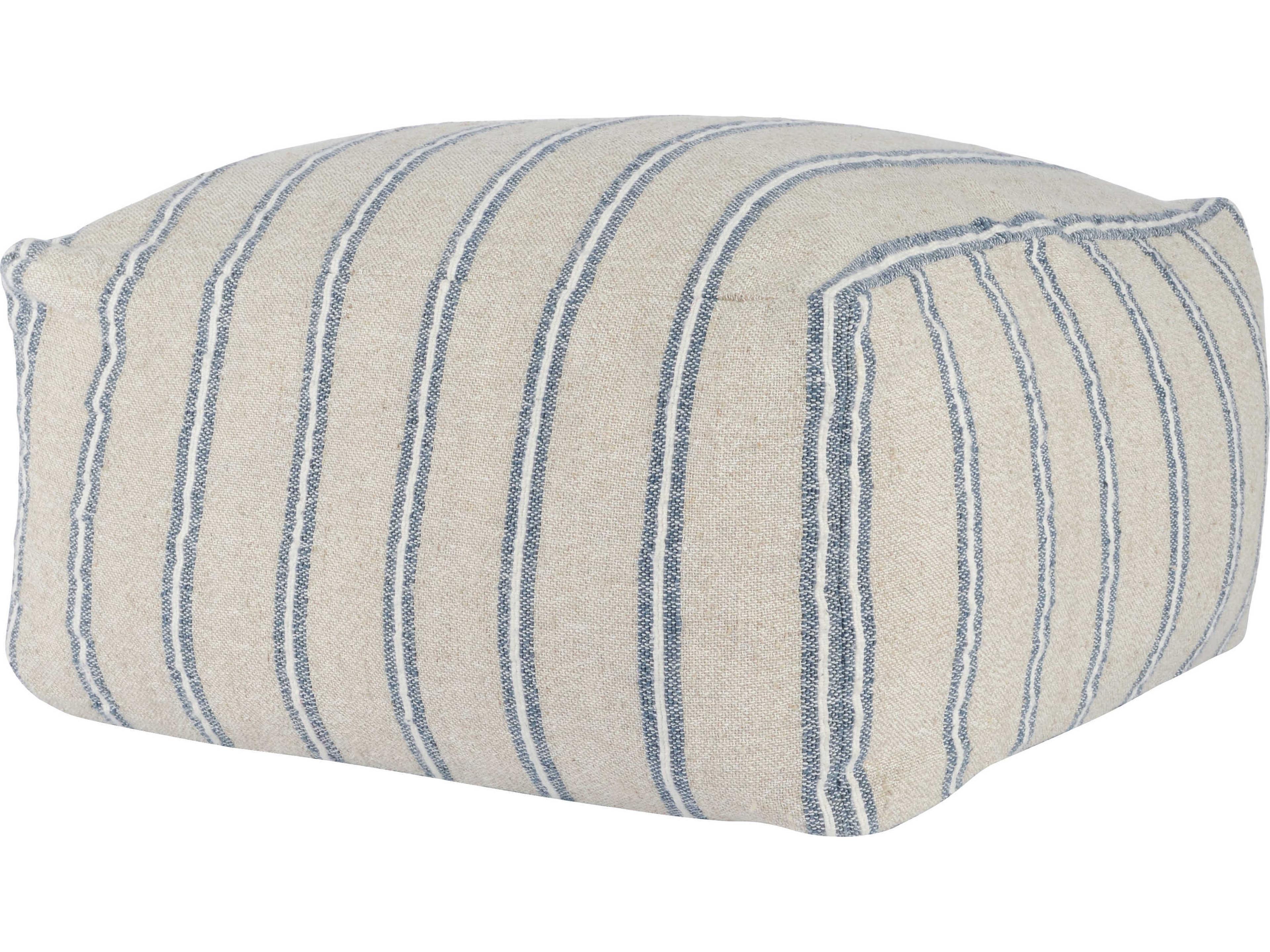 Demi Natural Blue Upholstered Pouf