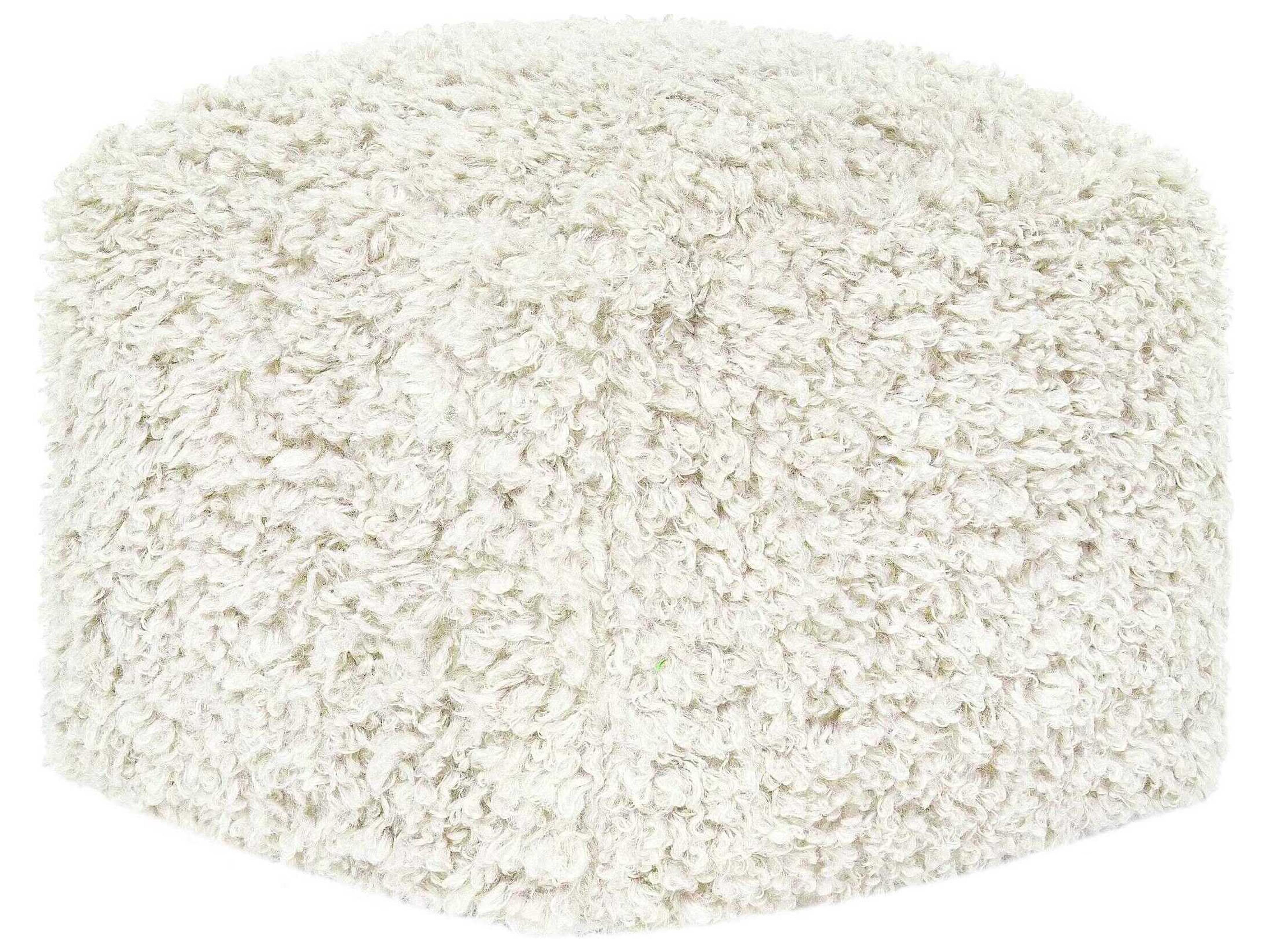 Carters Ivory White Upholstered Pouf