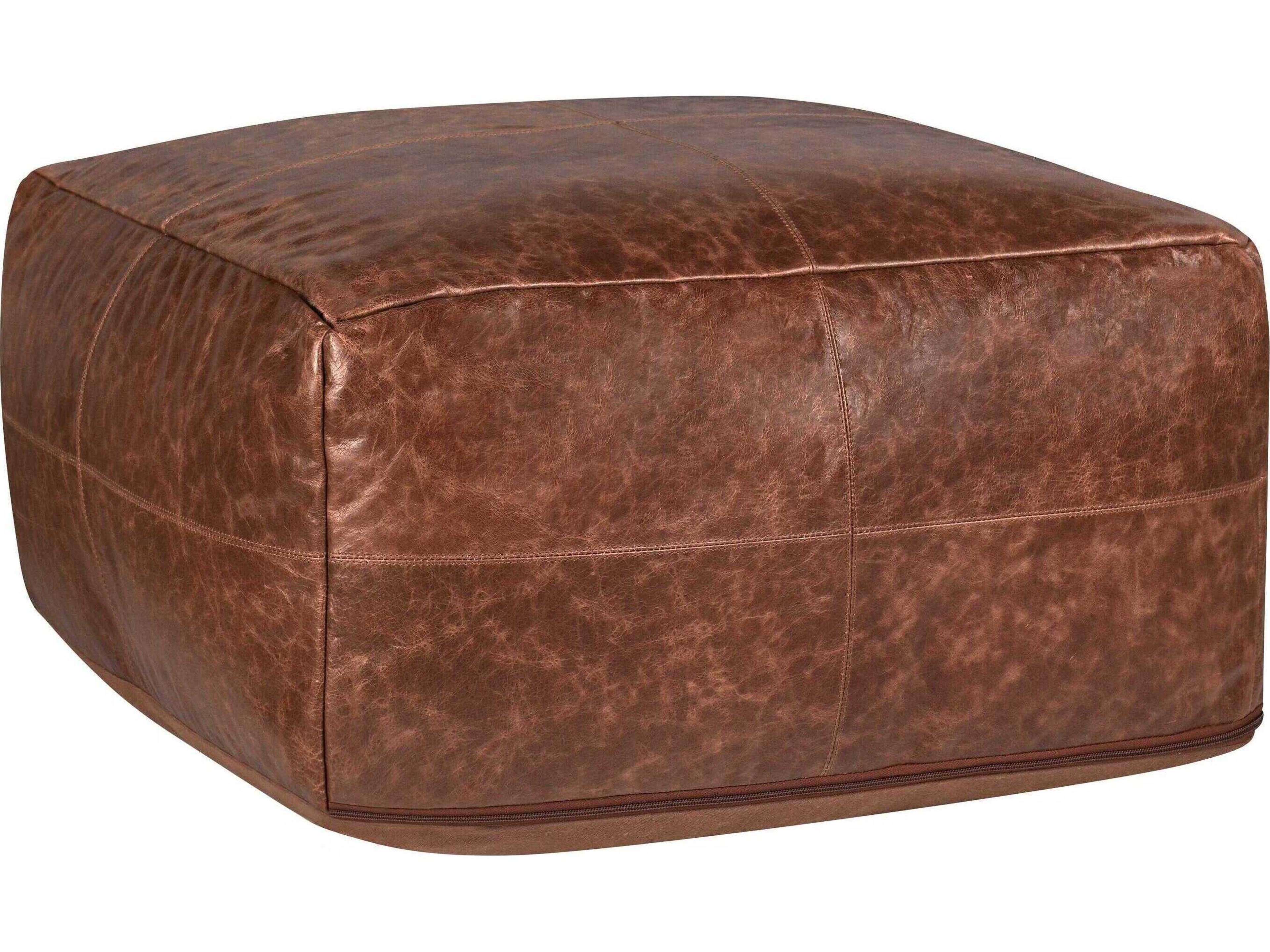 Cheyenne Brown Leather Pouf