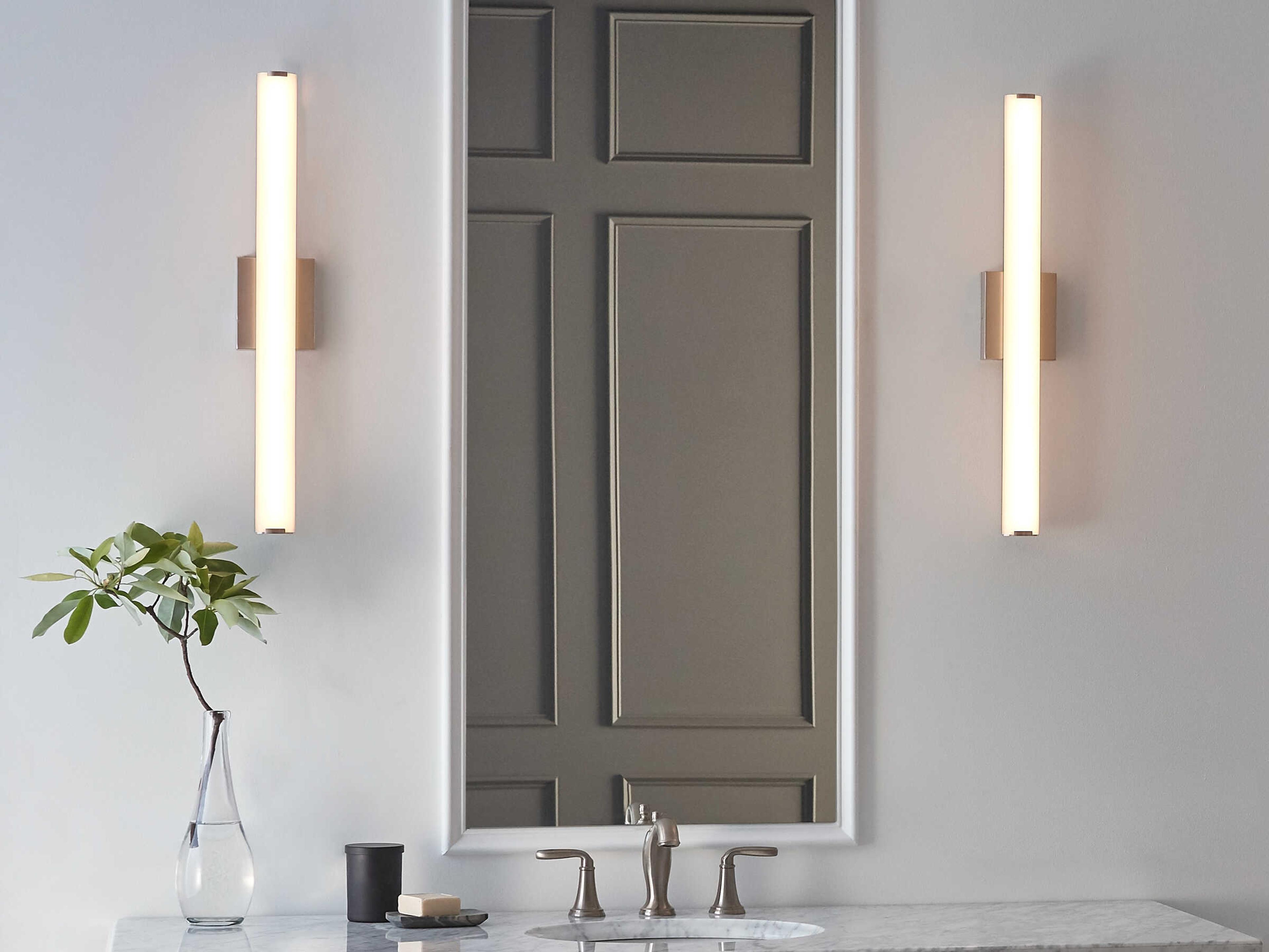 Visual Comfort Modern Finn 1-Light Satin Nickel Vanity Light