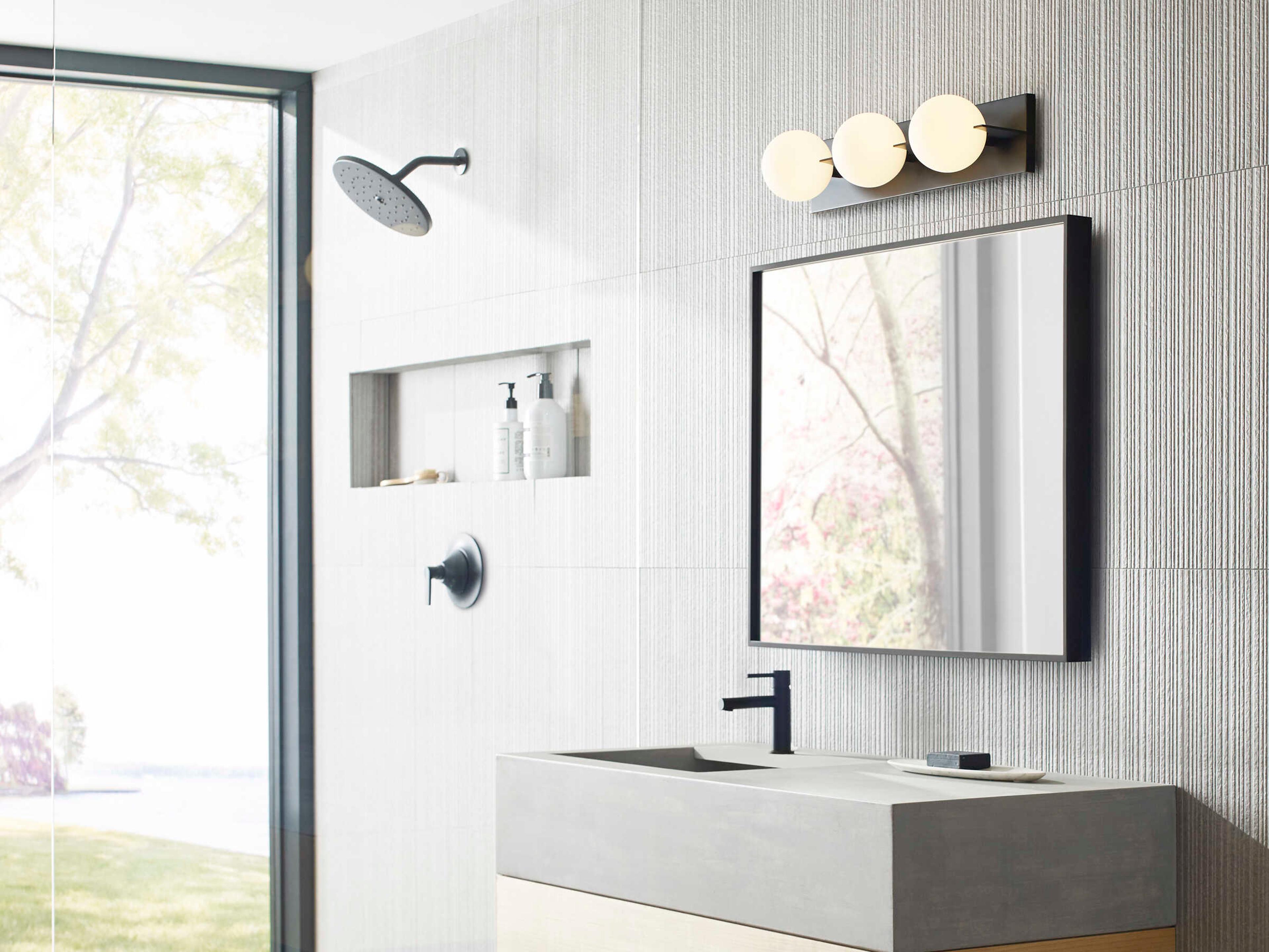 Visual Comfort Modern Orbel 3-Light Matte Black Vanity Light